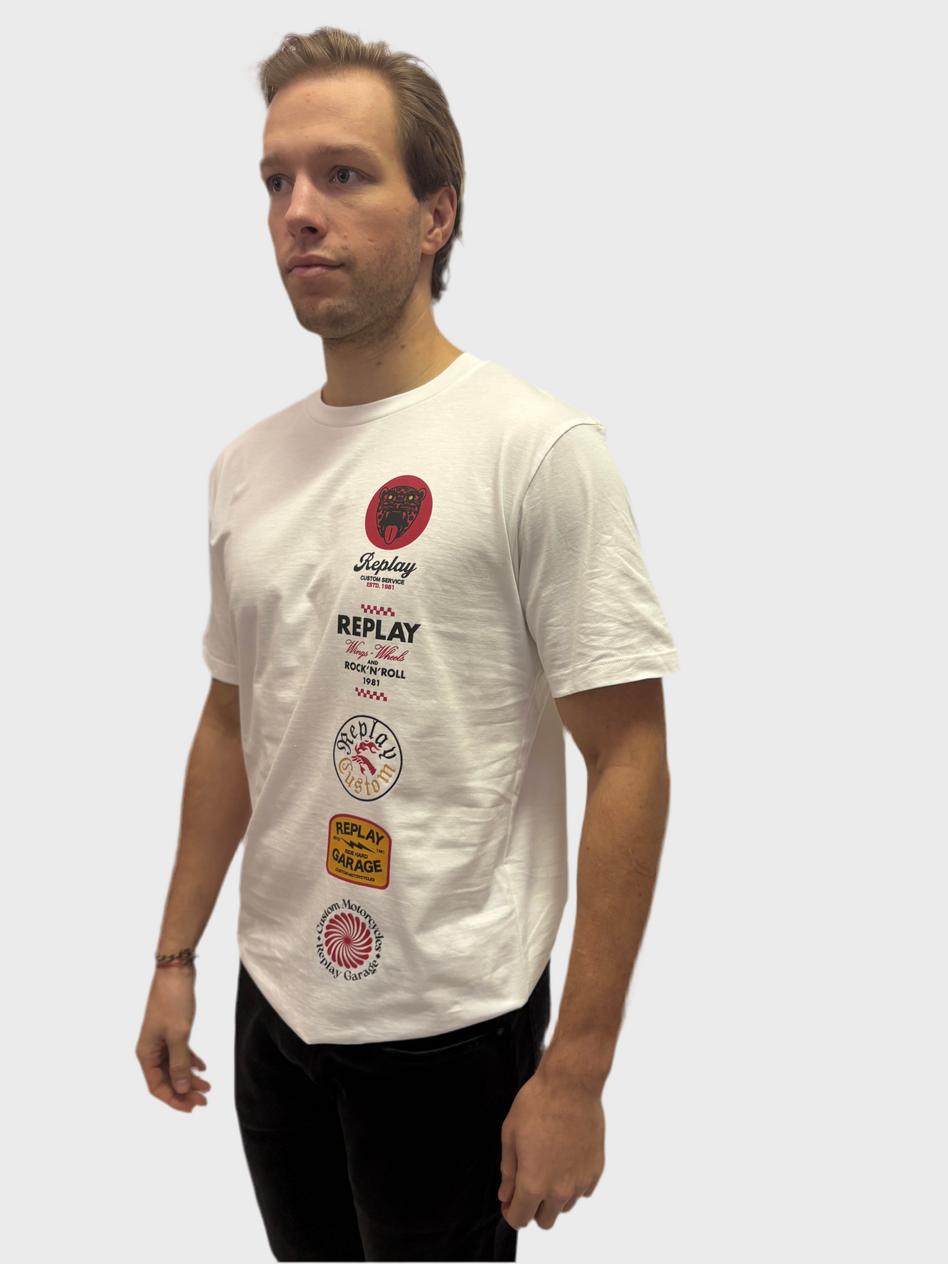 REPLAY PÁNSKE TRIČKO JERSEY S GRAFICKÝM POTLAČOM