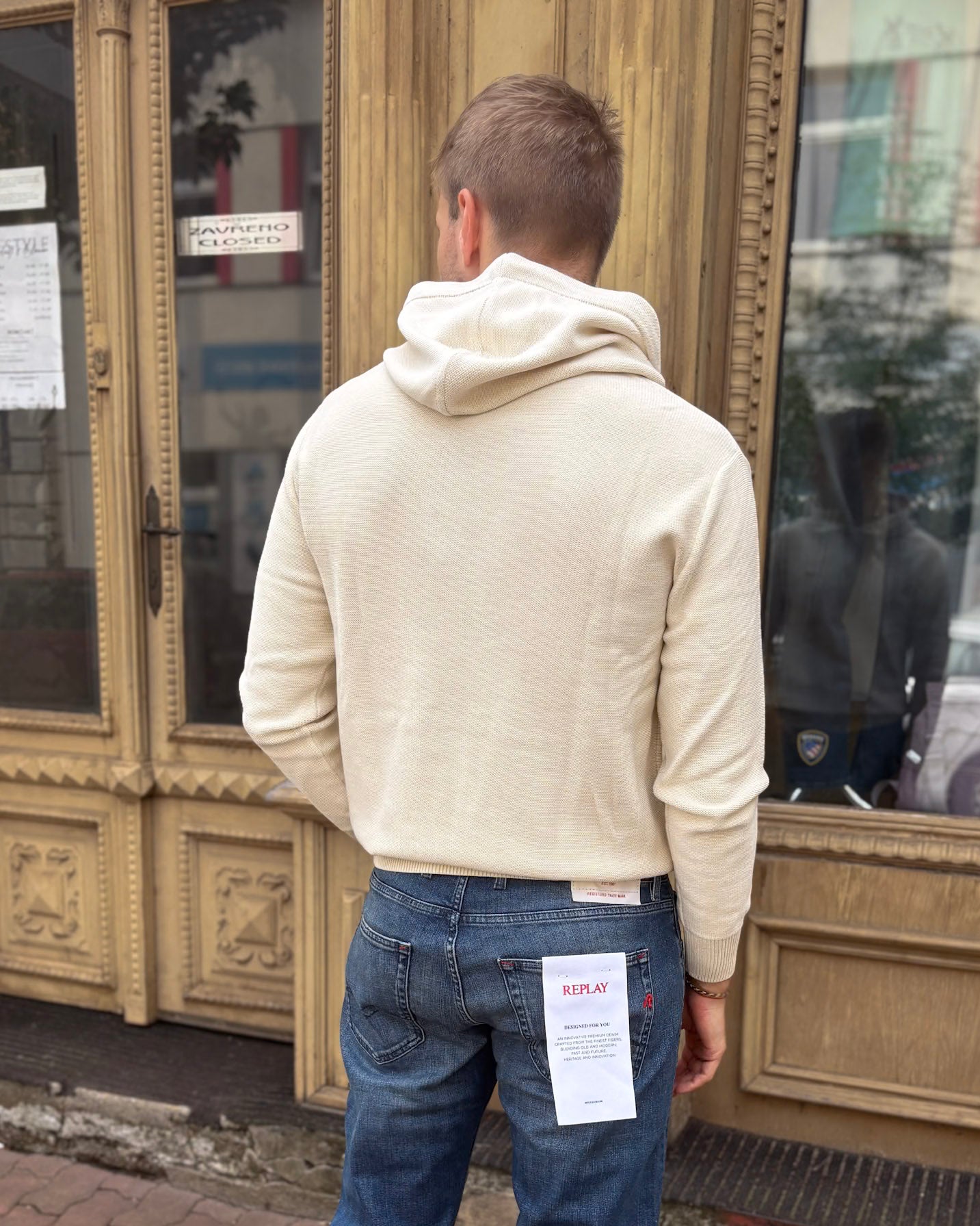 FÉRFI REPLAY KAPUCNIS LOGÓS PULÓVER