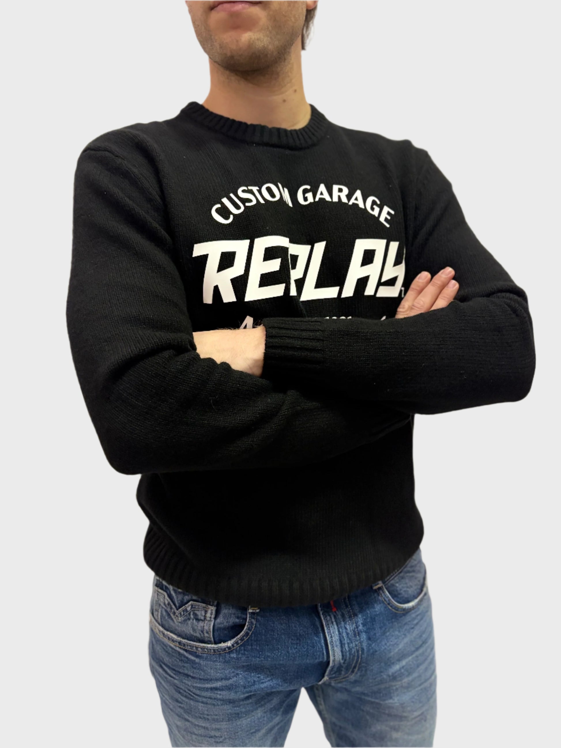 REPLAY FÉRFI PULÓVER MOTOR MOTÍVUMMAL