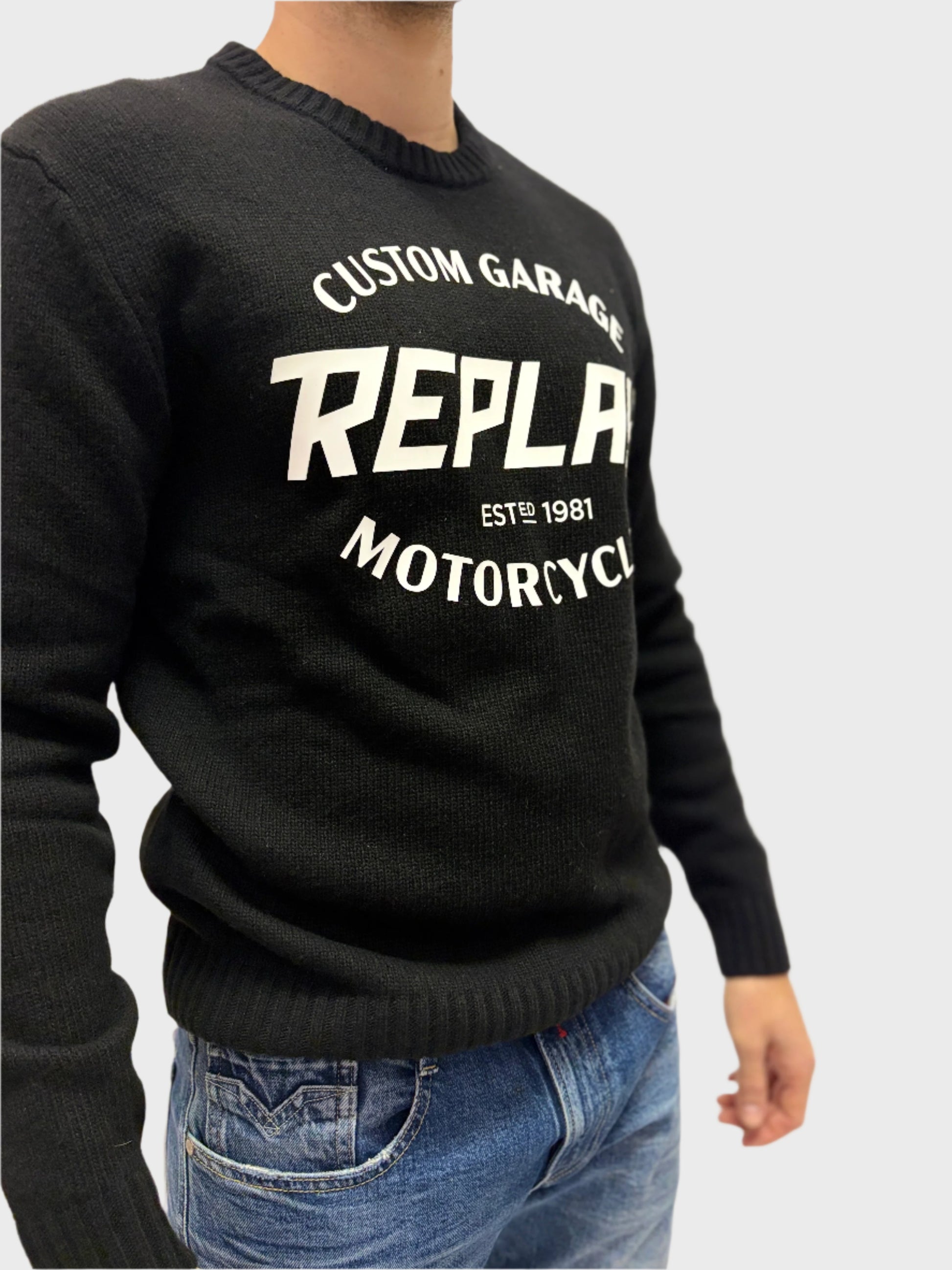 REPLAY FÉRFI PULÓVER MOTOR MOTÍVUMMAL