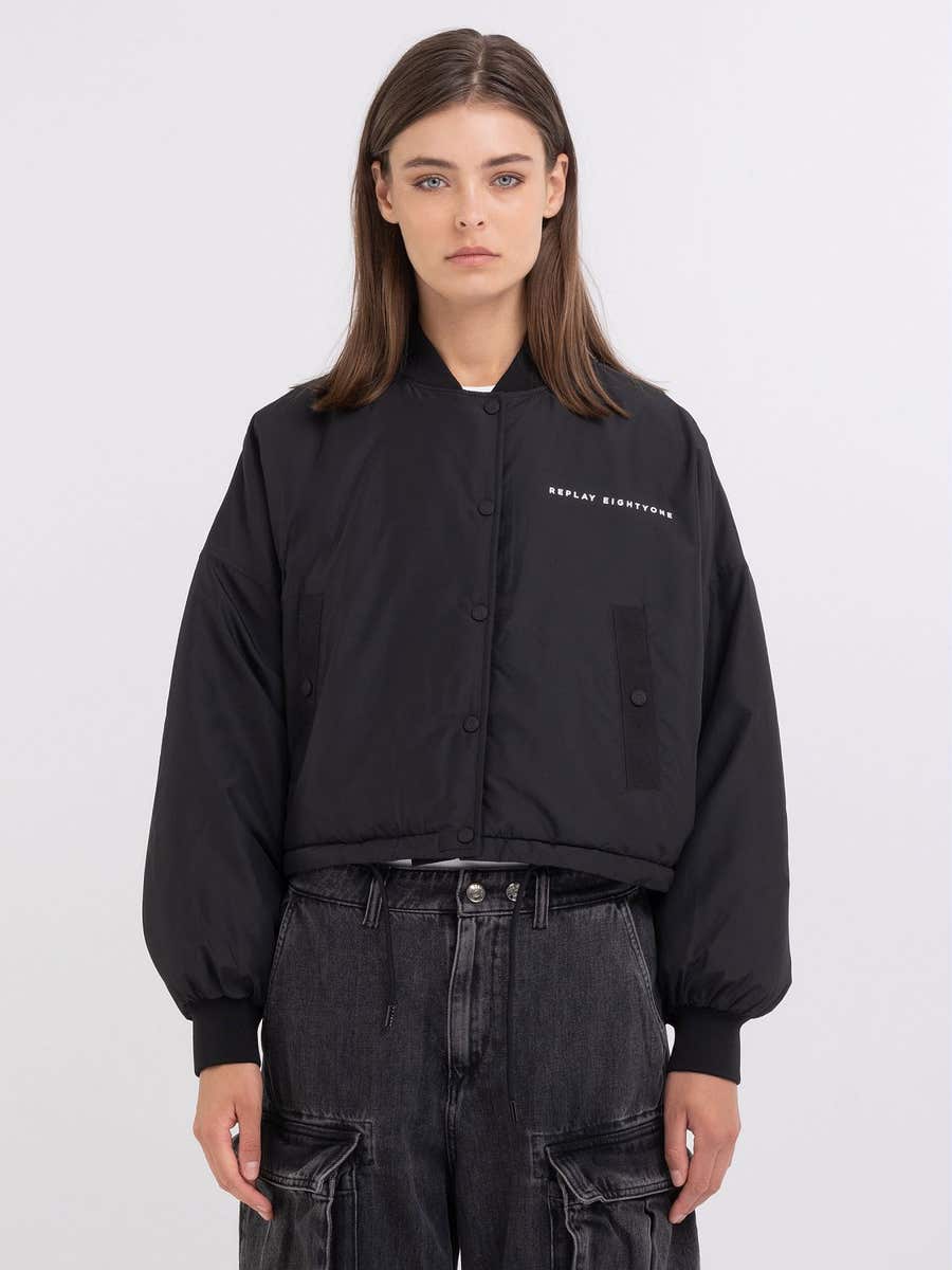 REPLAY WOMEN'S CROP NYLON BOMBER JACKET