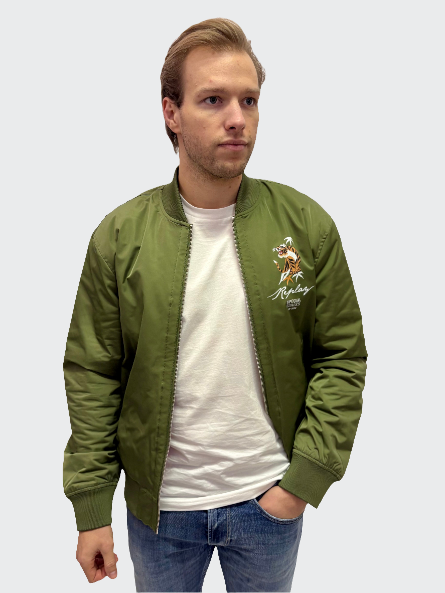 REPLAY PÁNSKÝ POLY SATÉNOVÝ BOMBER S TYGREM