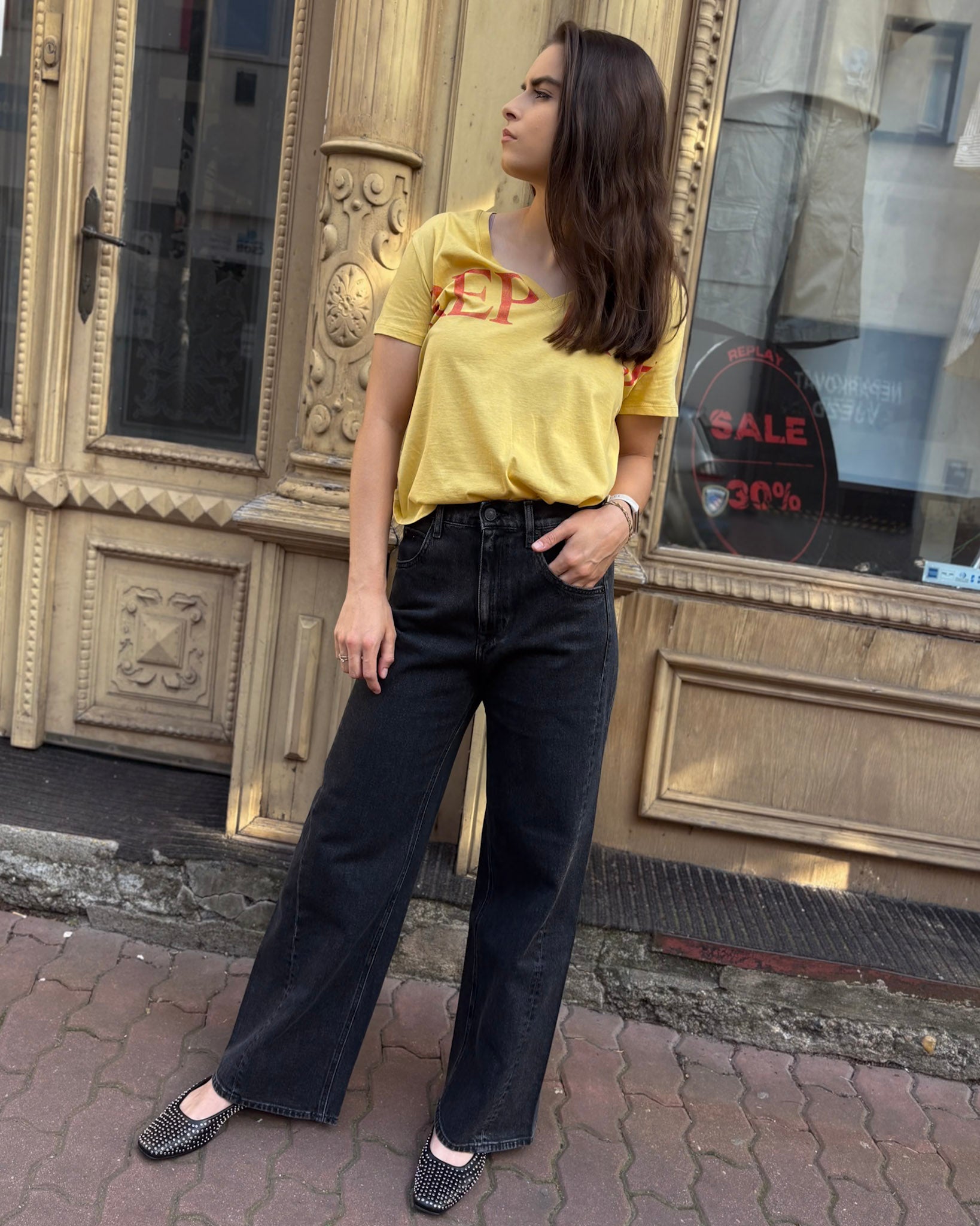 WOMEN'S BLACK REPLAY JEANS NARJA BAGGY FIT