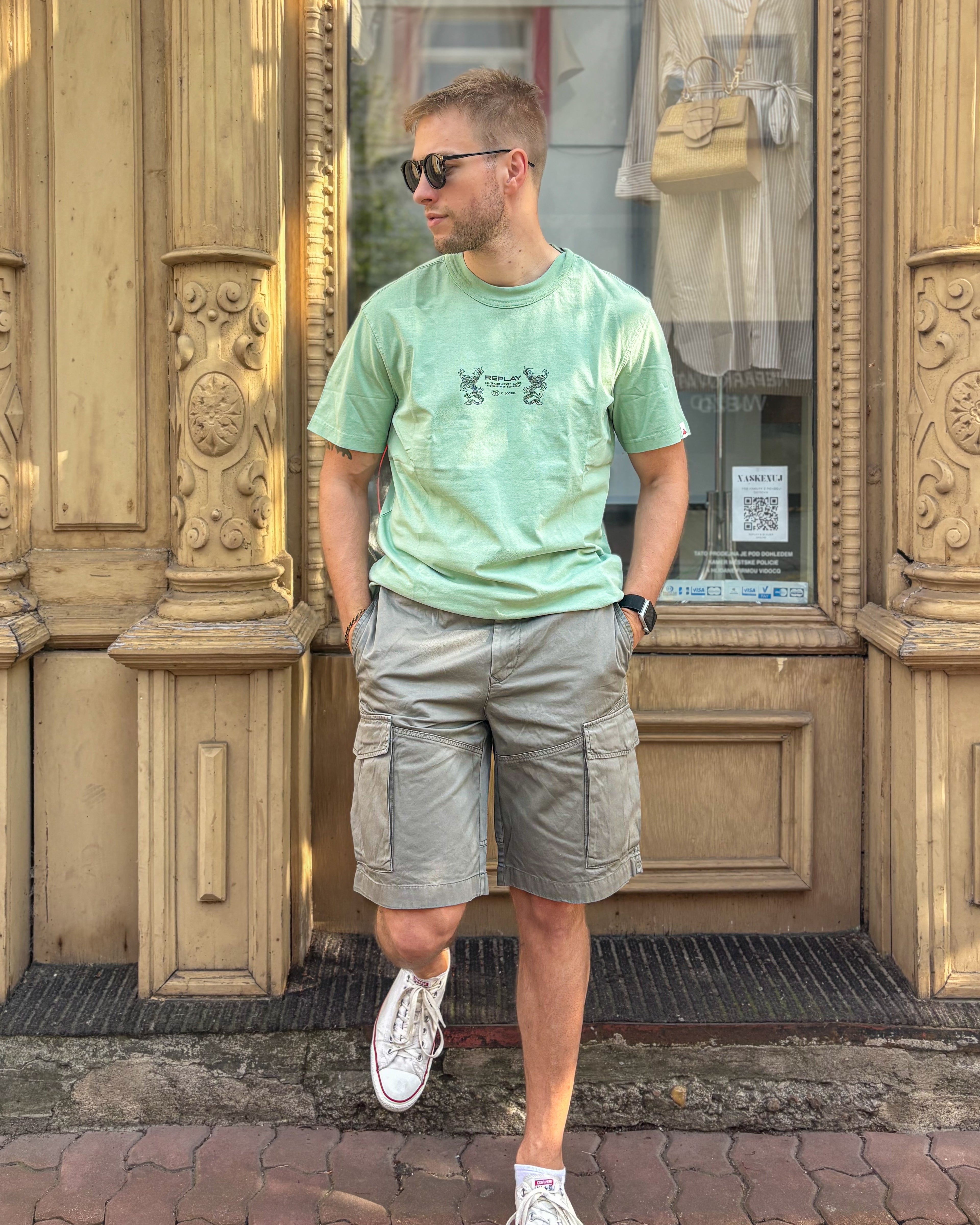 REPLAY FÉRFI PAMUT SZÖVÖS CARGO RÖVIDNADRÁG