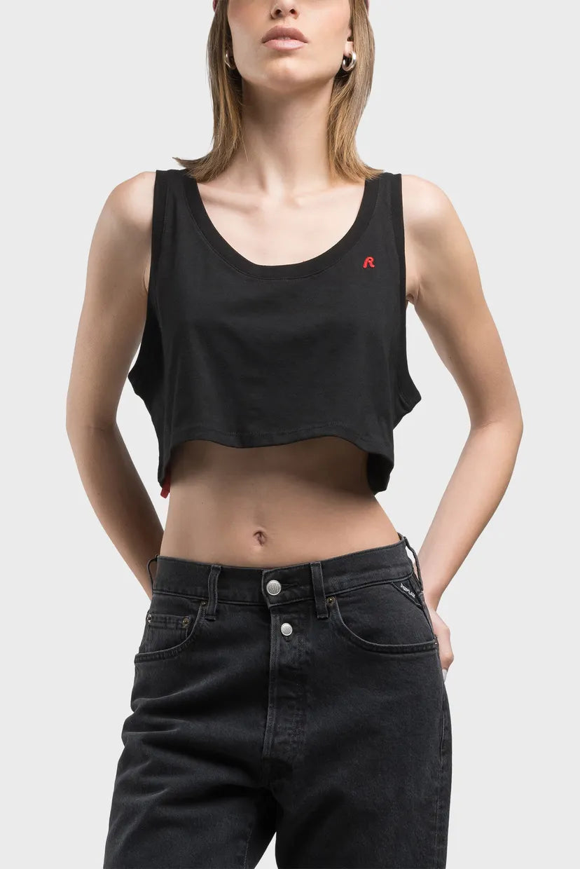 REPLAY WOMEN'S CROP TOP WITH EMBROIDERY