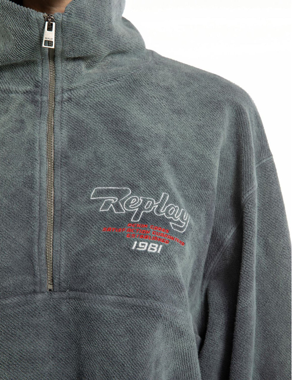 DÁMSKÁ ZKRÁCENÁ MIKINA REPLAY NA ZIP S POTISKY - W3504 .000.23944G