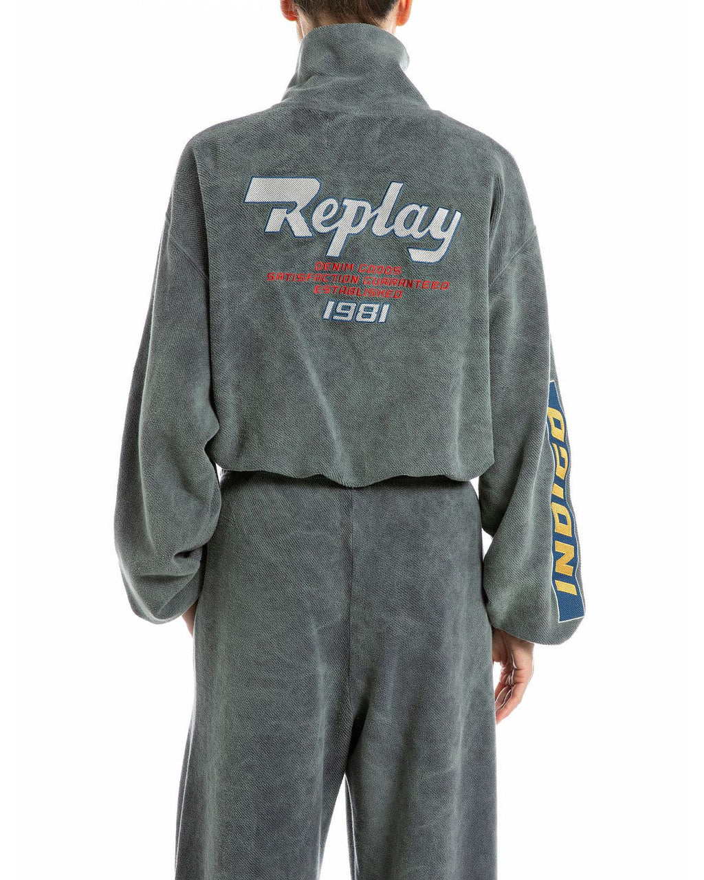 DÁMSKÁ ZKRÁCENÁ MIKINA REPLAY NA ZIP S POTISKY - W3504 .000.23944G