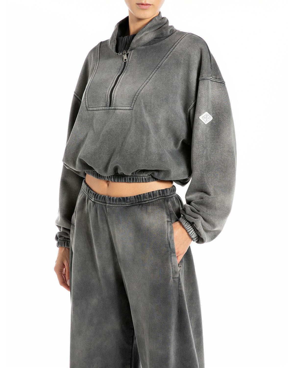 DÁMSKÁ MIKINA REPLAY S VYSOKÝM LÍMECEM NA ZIP - W3460A.000.23820B