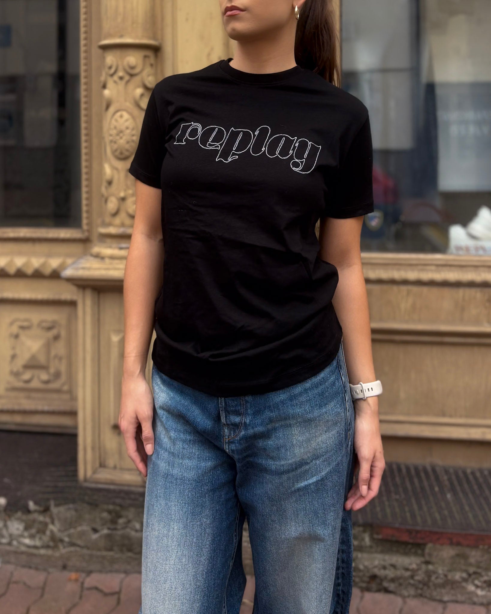 REPLAY DÁMSKÉ BAVLNĚNÉ TRIČKO S VÝŠIVKOU