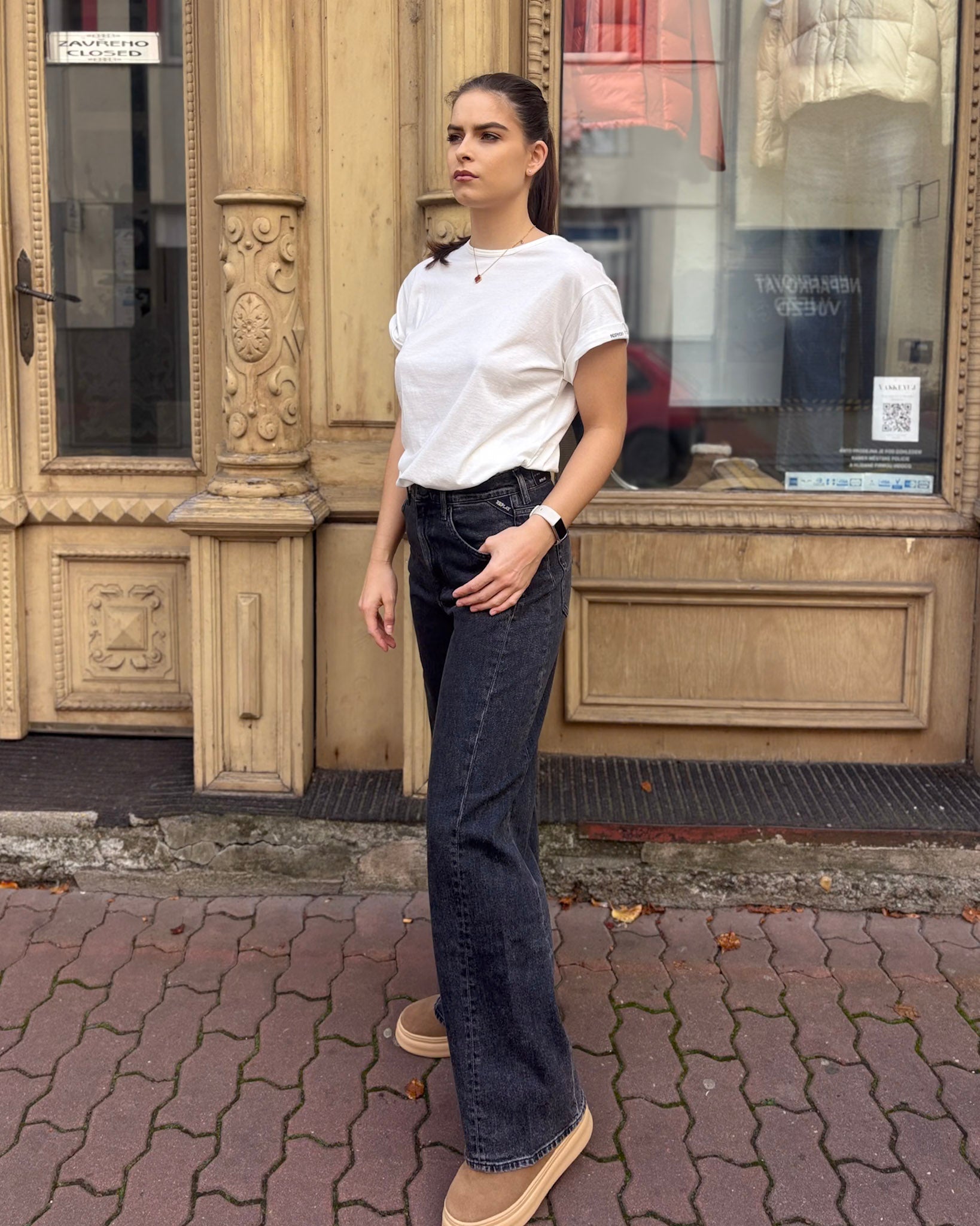 REPLAY DÁMSKÉ ČERNÉ DŽÍNY NARJA BAGGY FIT