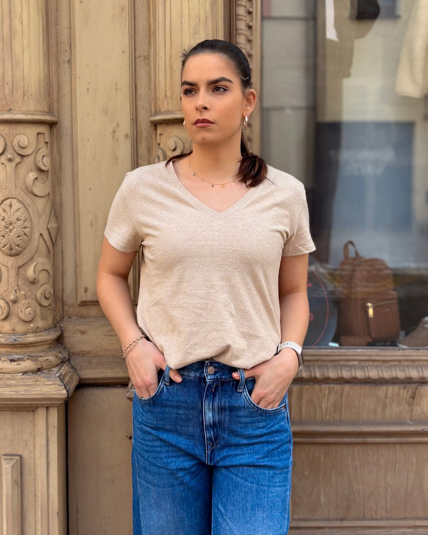 DÁMSKÉ BASIC TRIČKO REPLAY S VÝSTŘIHEM DO V 