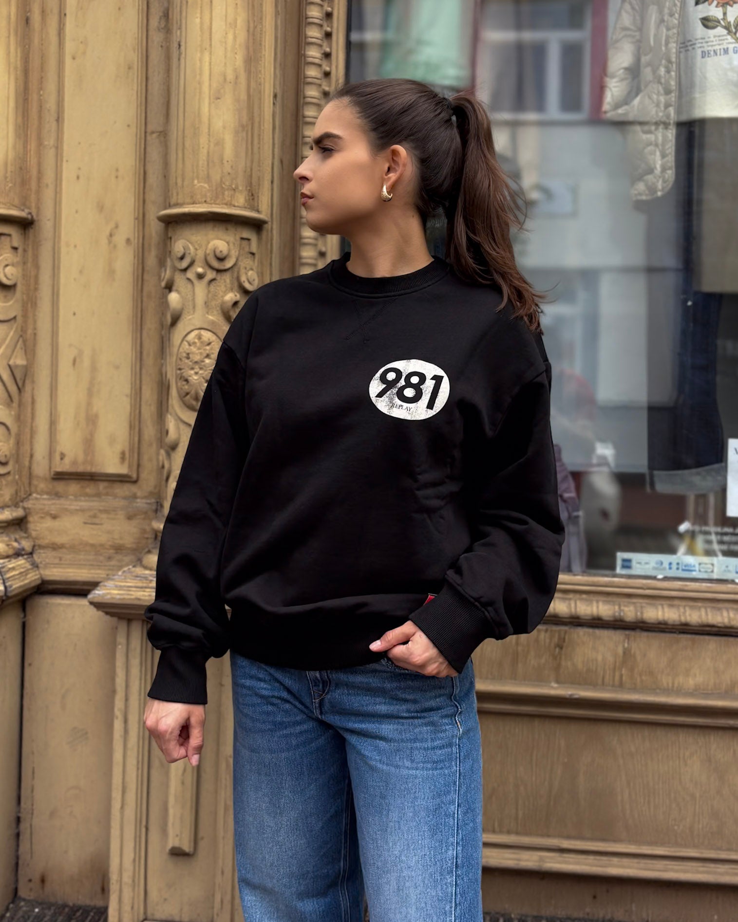 NŐI REPLAY PULÓVER NYOMTATÁSSAL 981