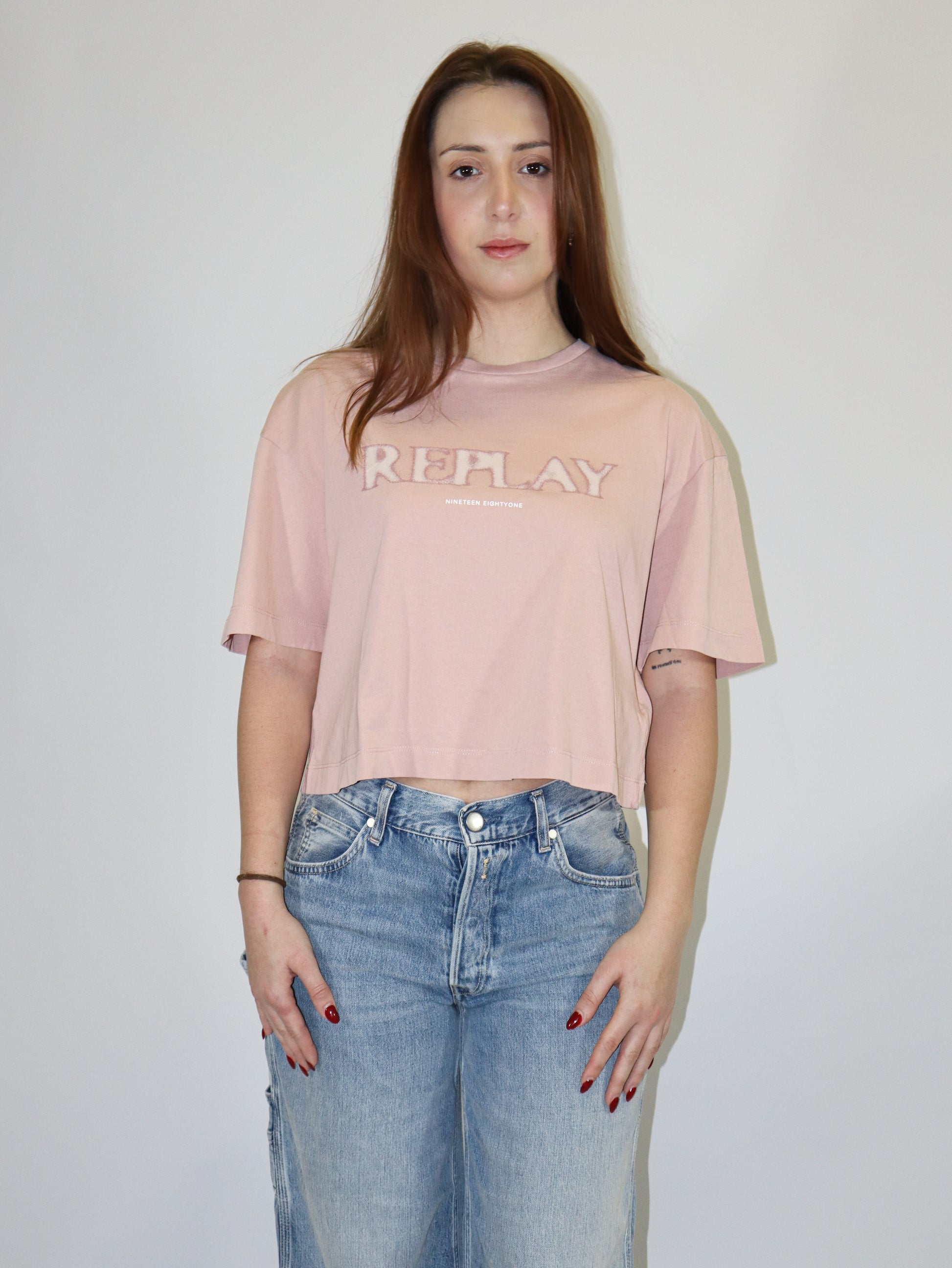 REPLAY DÁMSKÉ ZKRÁCENÉ TRIČKO S LOGEM