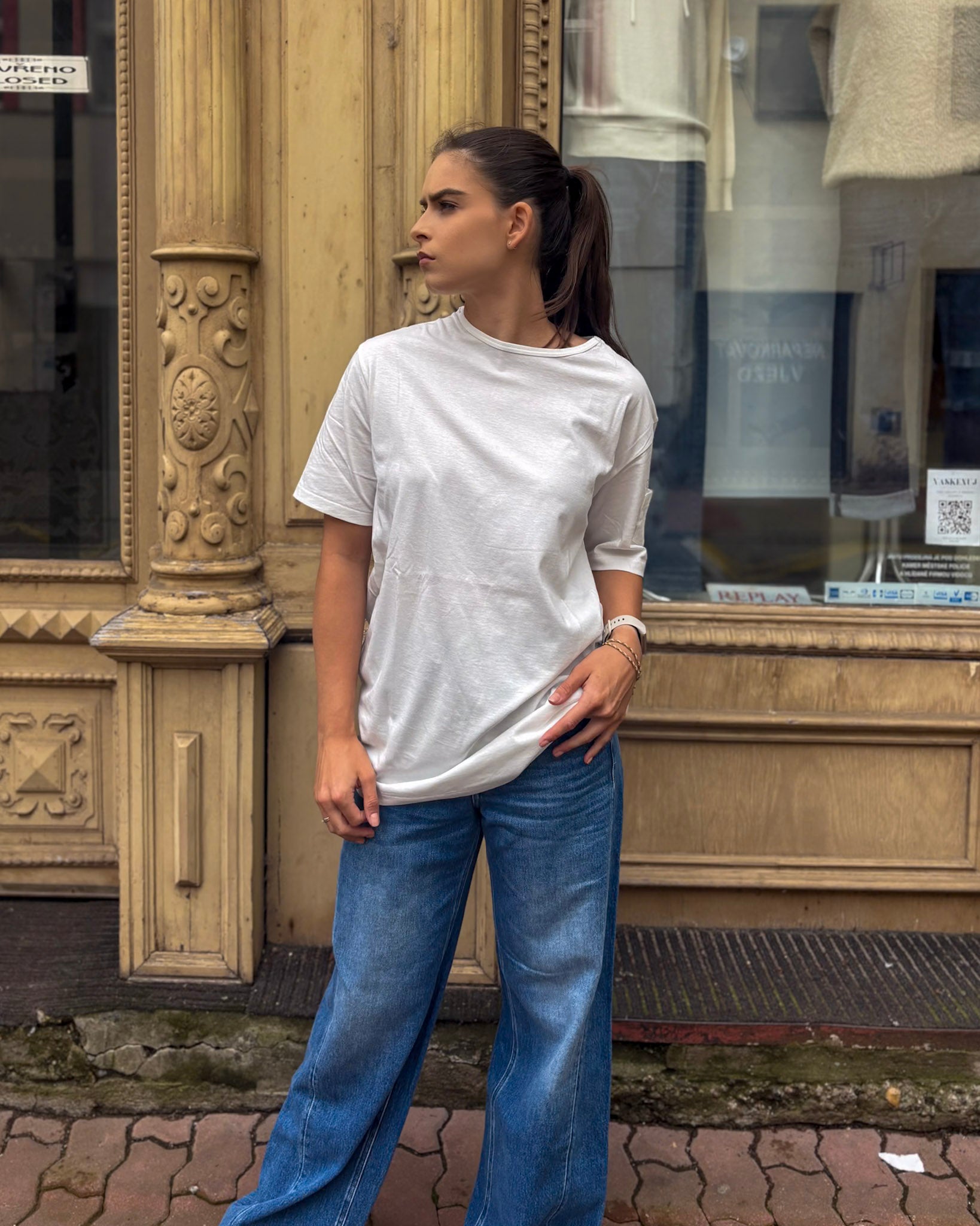 NŐI TÚLMÉRETES REPLAY PÓLÓ UJJZSEBES MELLÉKKEL