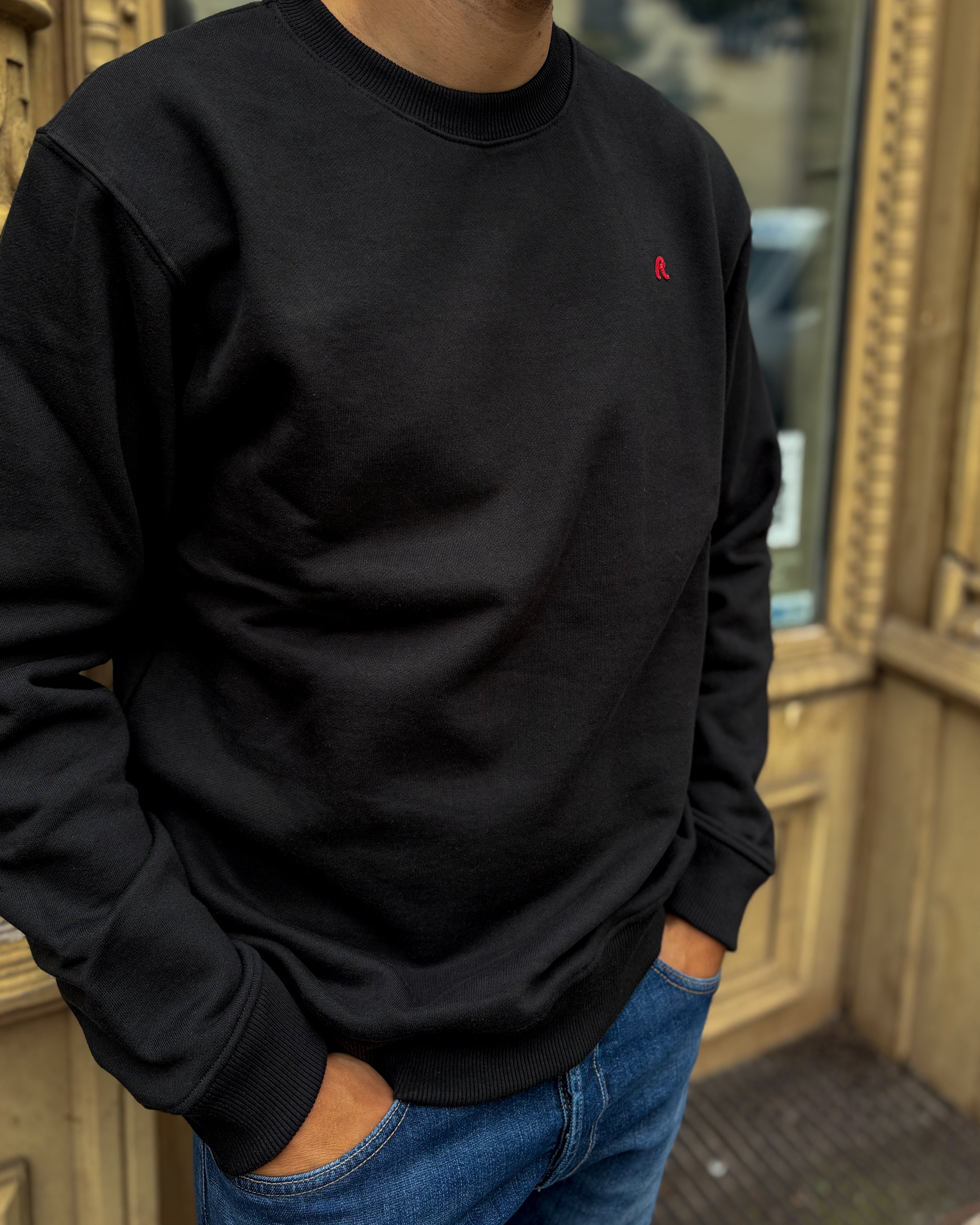 FÉRFI REPLAY RÖVIDÍTETT, KEFELT PAMUT PULÓVER