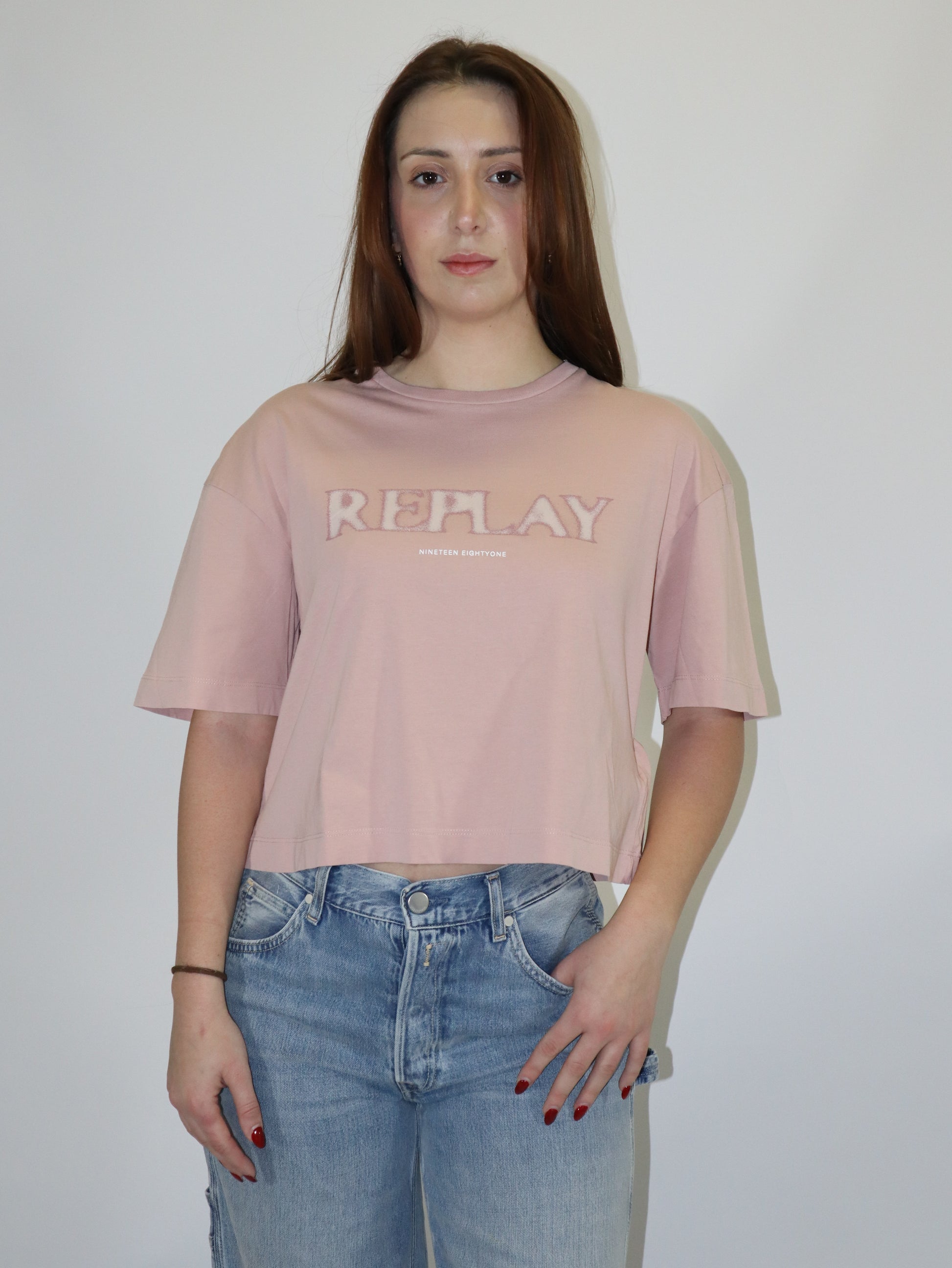 REPLAY DÁMSKÉ ZKRÁCENÉ TRIČKO S LOGEM