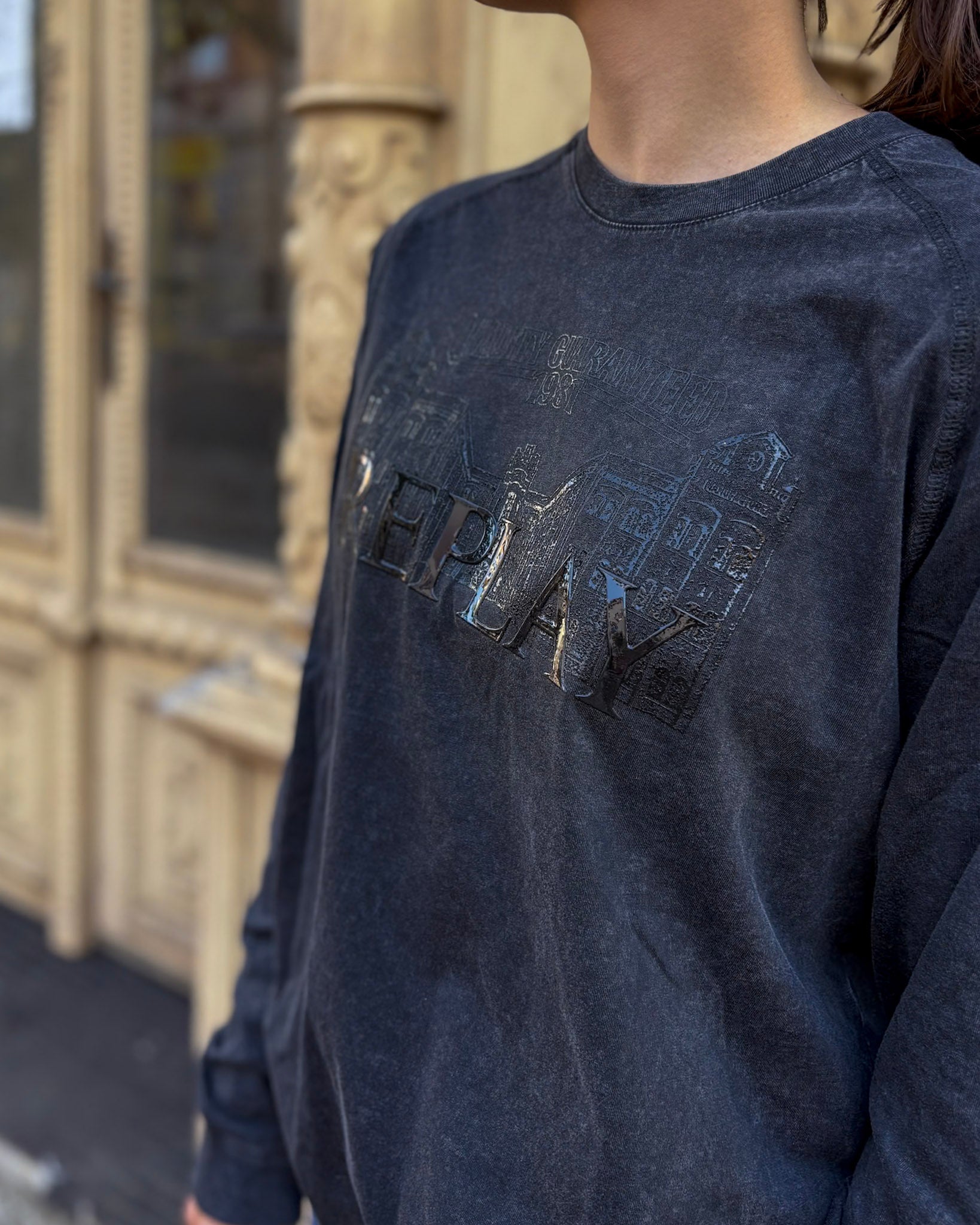 REPLAY DÁMSKÉ TRIČKO S RAGLANOVÝM RUKÁVEM A POTISKEM