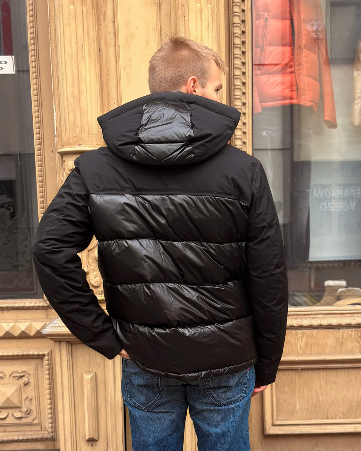 PÁNSKÁ PÉŘOVÁ BUNDA BLAUER S KAPUCÍ 