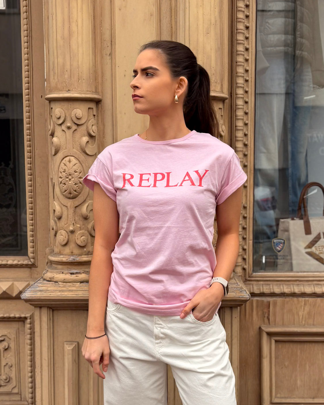 DÁMSKÉ TRIČKO REPLAY S POTISKEM NA HRUDI 