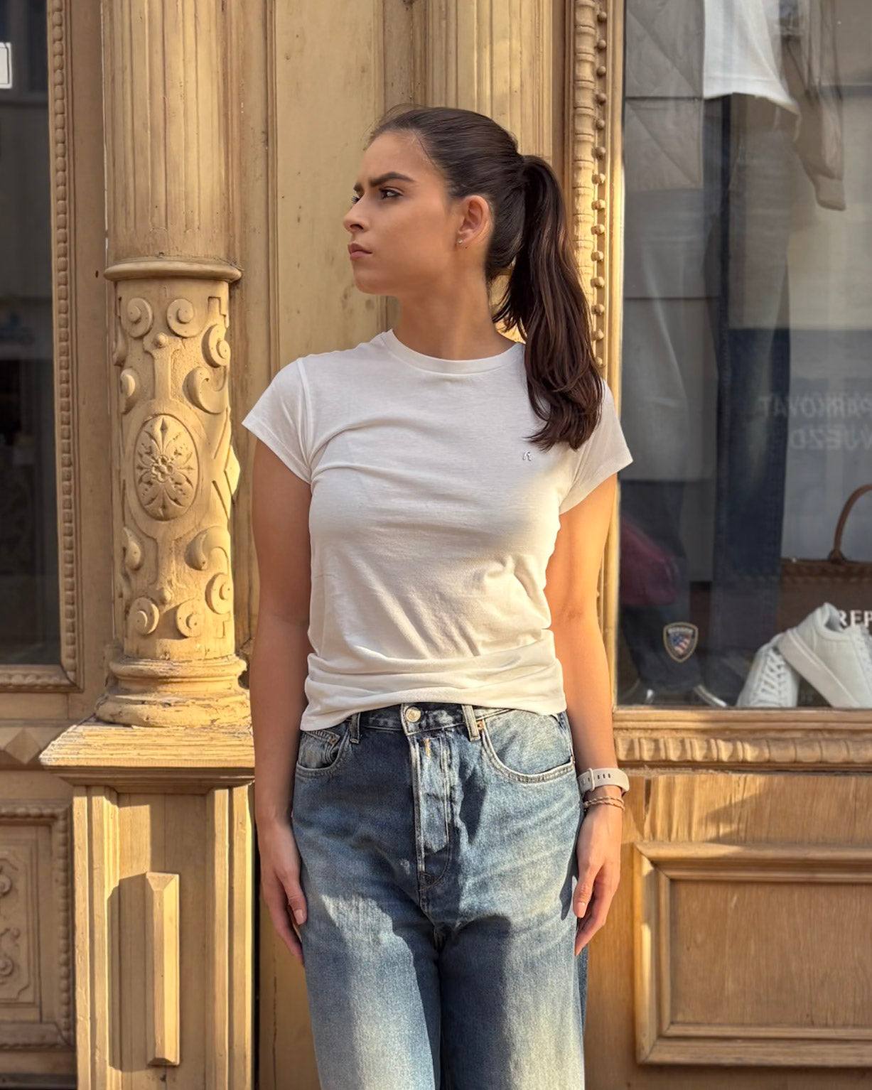 REPLAY DÁMSKÉ SKINNY-FIT BAVLNĚNÉ TRIČKO 