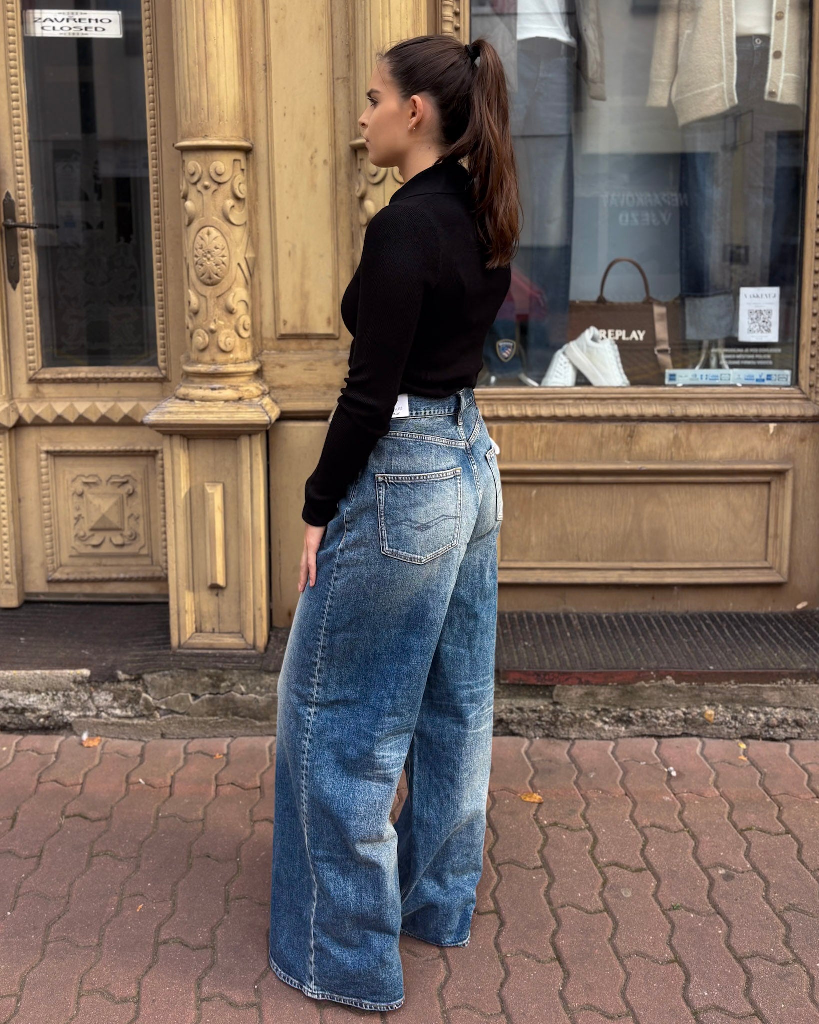 REPLAY DÁMSKÉ DŽÍNY MARGOTT BAGGY-FIT STŘIHU