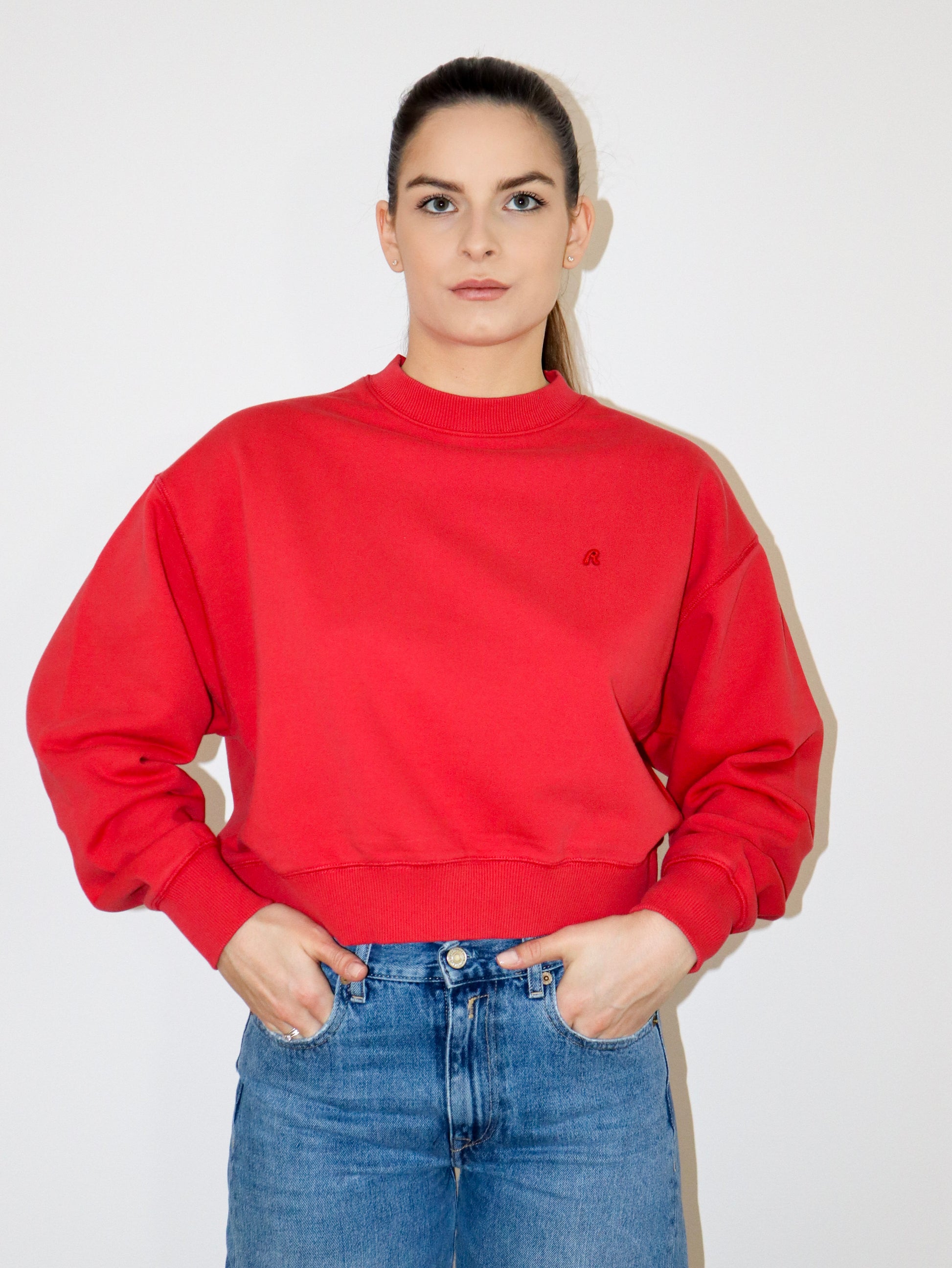 REPLAY DÁMSKÁ ZKRÁCENÁ MIKINA S VÝŠIVKOU R