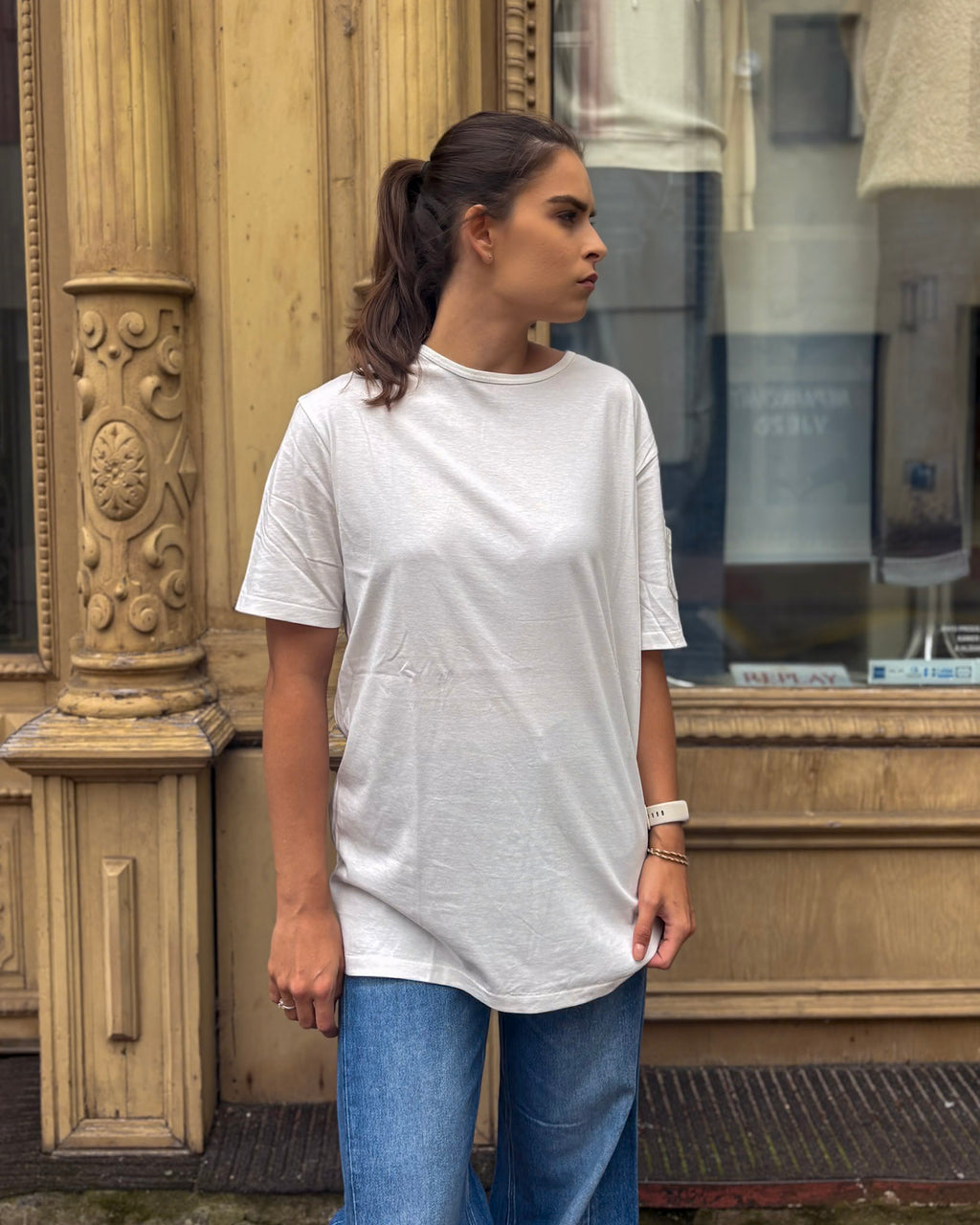 WOMEN'S OVERSIZED T-SHIRT REPLAY WITH SLEEVED POCKET