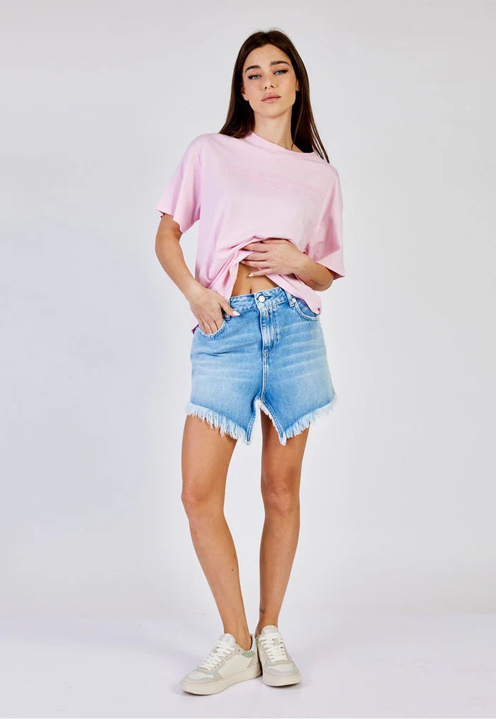 REPLAY MINI SUKNĚ S TŘÁSNĚMI Z DŽÍNOVINY