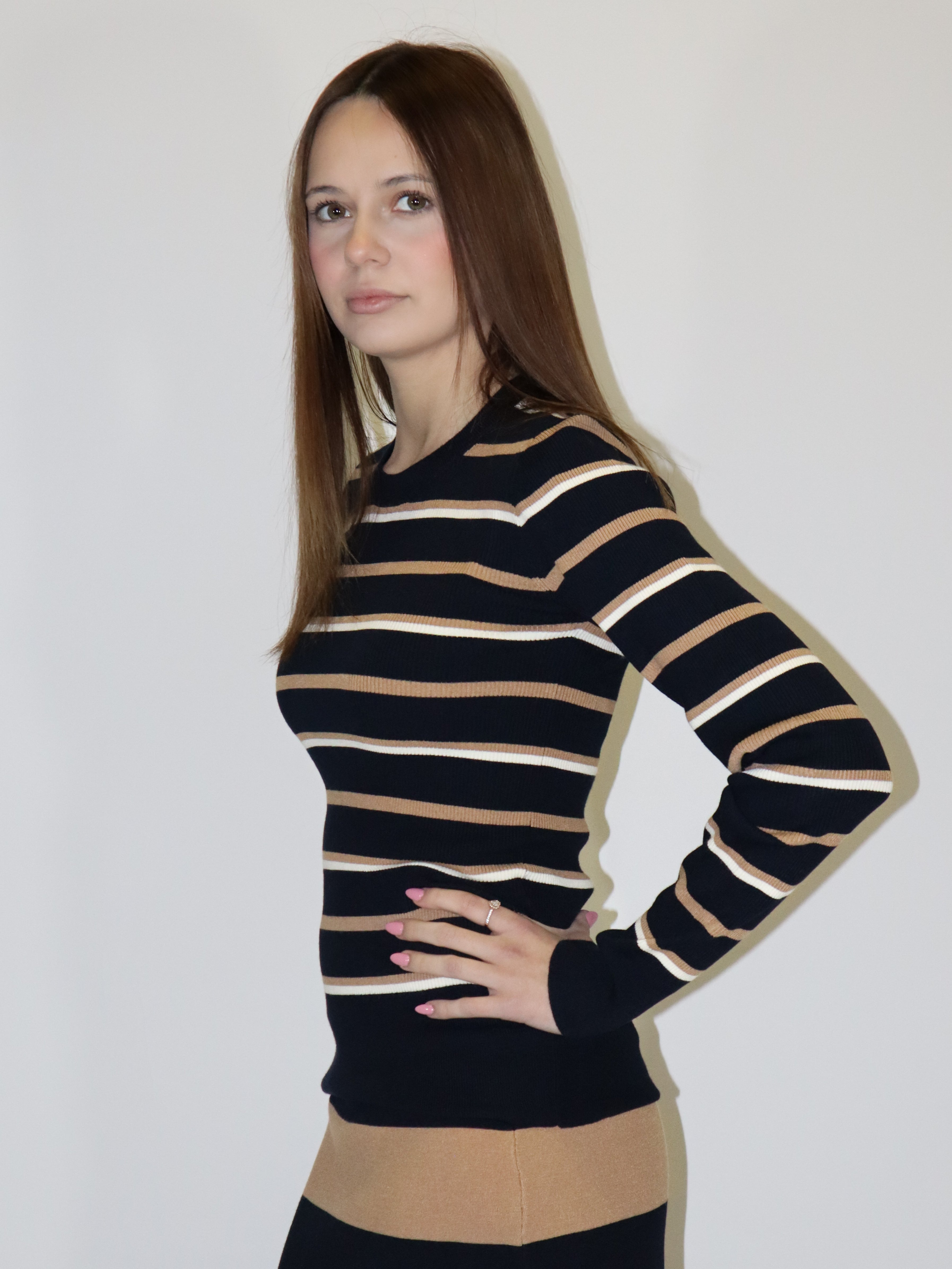 REPLAY NŐI CSÍKOS SLIM FIT PULÓVER