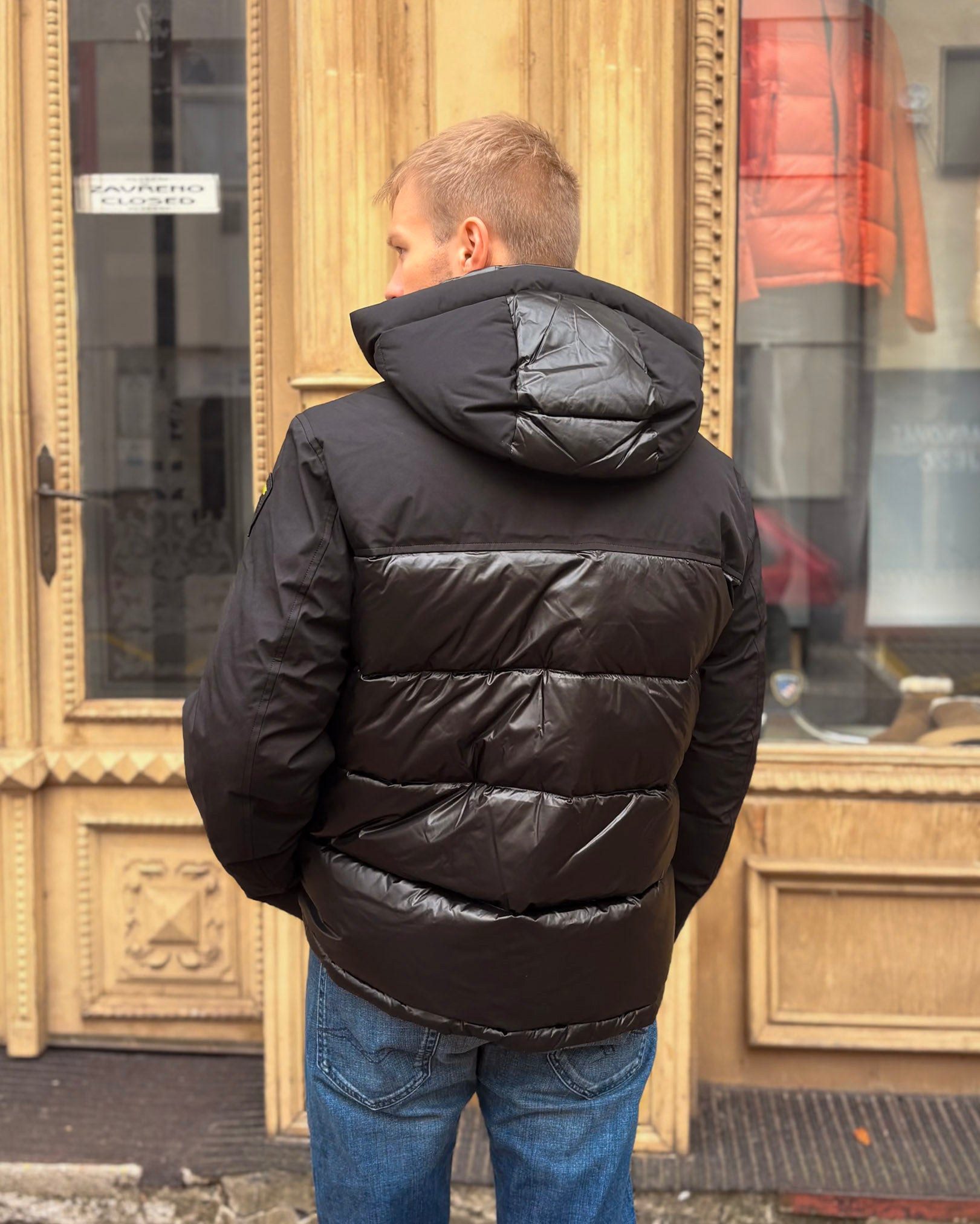 PÁNSKÁ PÉŘOVÁ BUNDA BLAUER S KAPUCÍ 