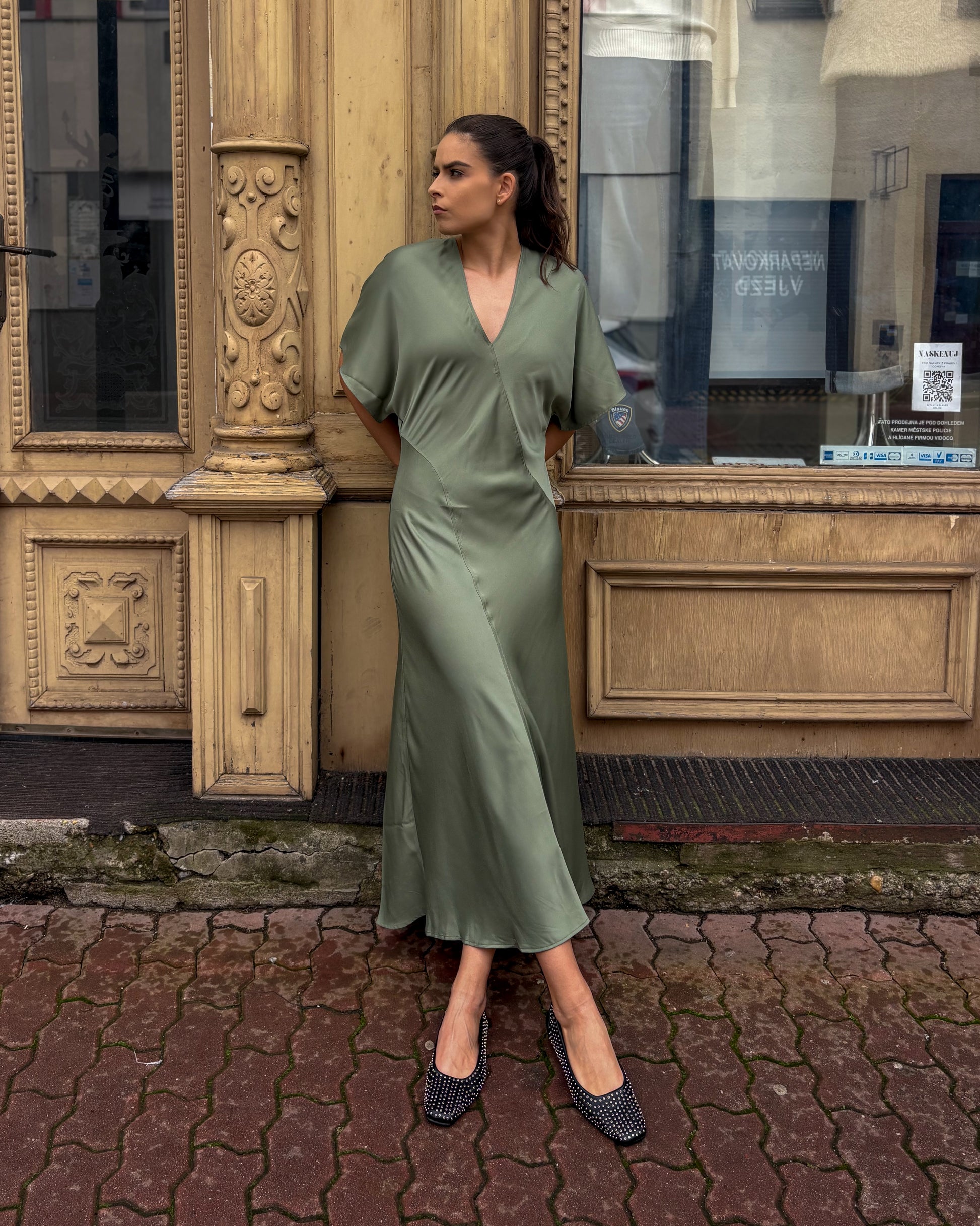REPLAY POLY SATIN MIDI DRESS