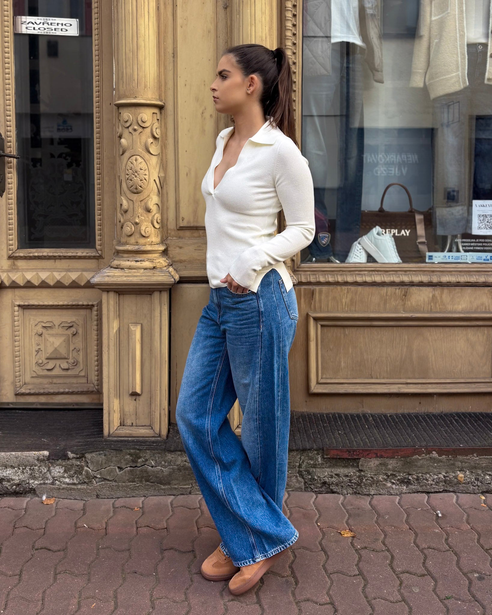 NŐI REPLAY V-NYAKÚ PULÓVER