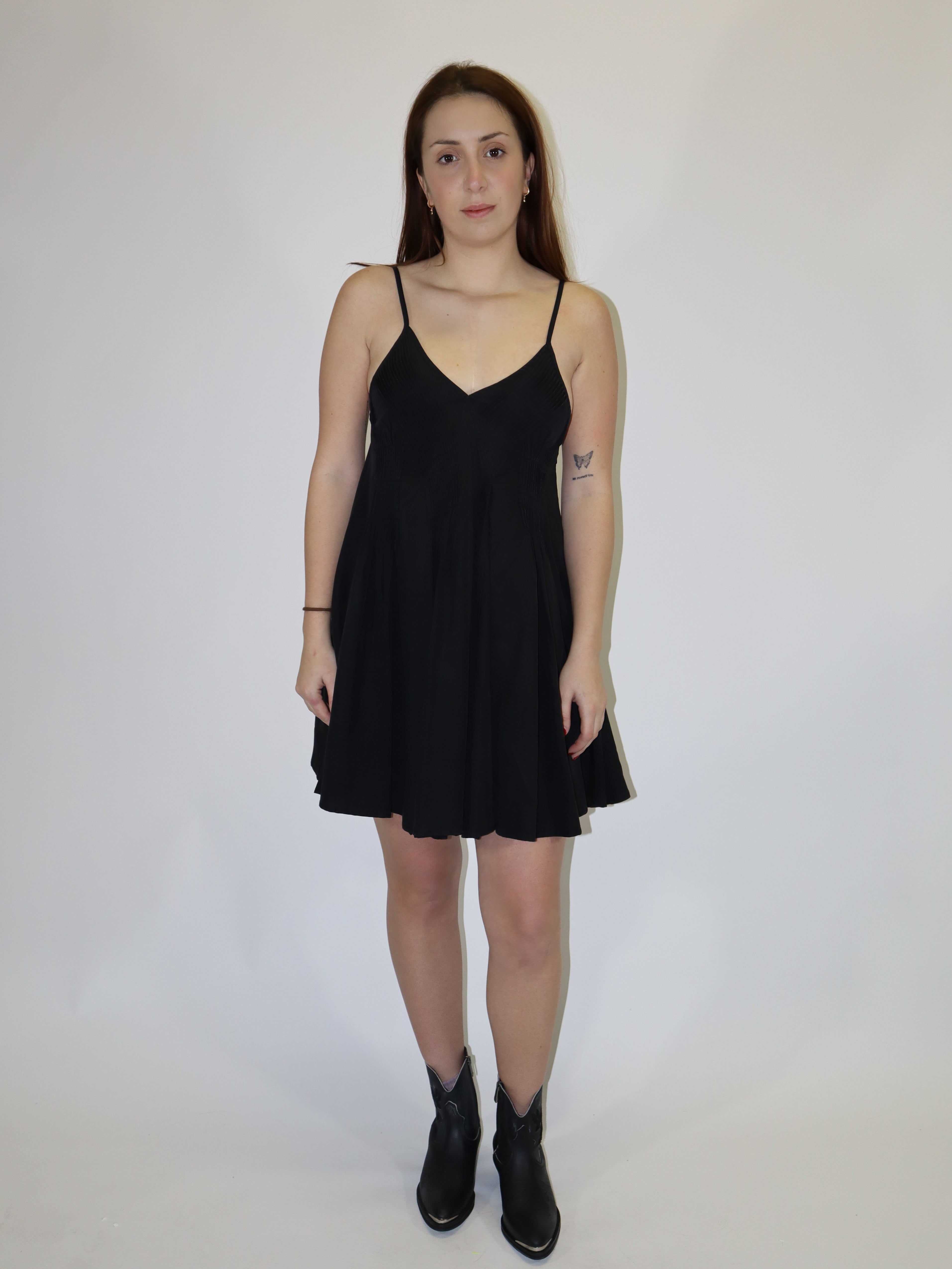 REPLAY WOMEN'S SUMMER MINI DRESS WITH STRAPS AND PLEATS