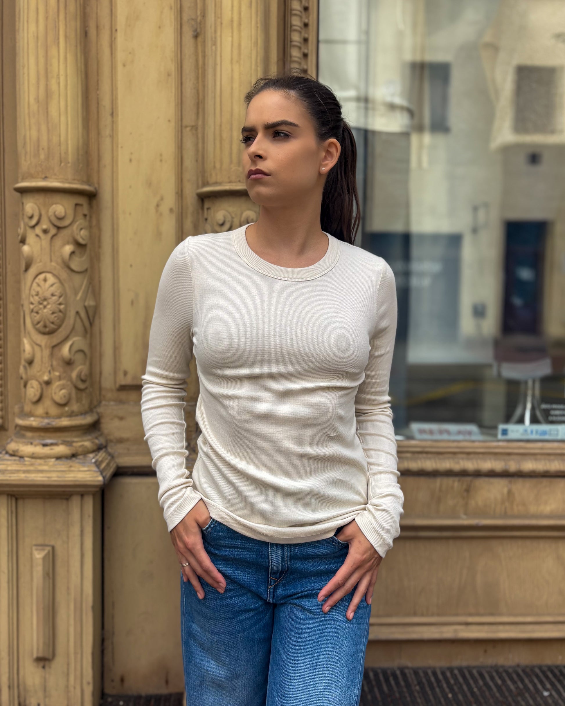 DÁMSKÉ TRIČKO REPLAY SLIM FIT STŘIHU S DLOUHÝM RUKÁVEM