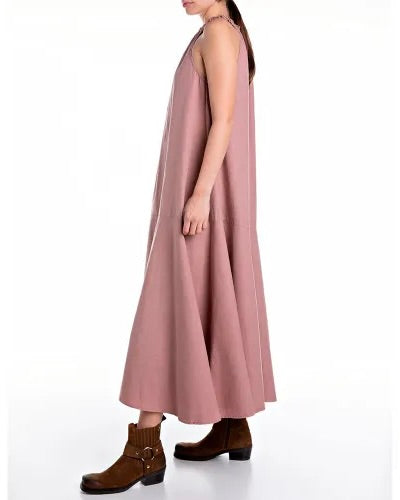 REPLAY DLOUHÉ ŠATY ÁČKOVÉHO STŘIHU NA ZAVAZOVÁNÍ ZA KRKEM