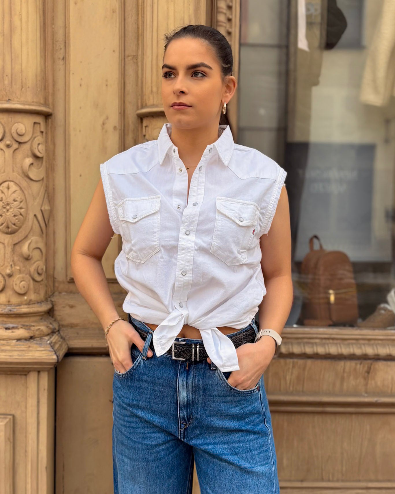 DÁMSKÁ BÍLÁ VESTA REPLAY NA PATENTY 