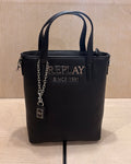 REPLAY WOMEN'S SHOPPER BAG WITH SINCE 1981 LOGO AND SIDE ZIPS