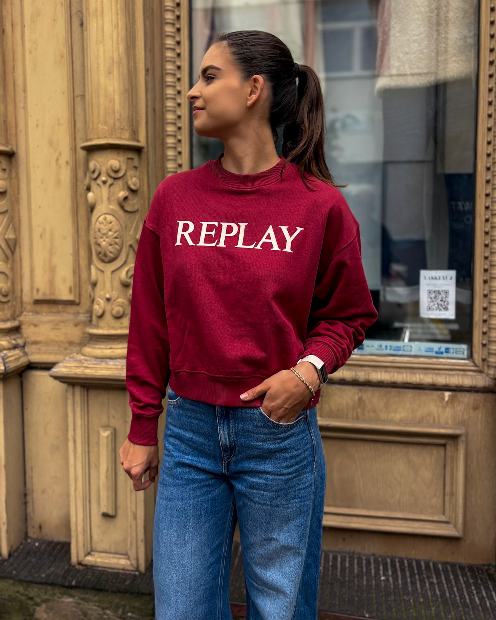 NŐI REPLAY PAMUT PULÓVER MINTÁS MINTÁVAL