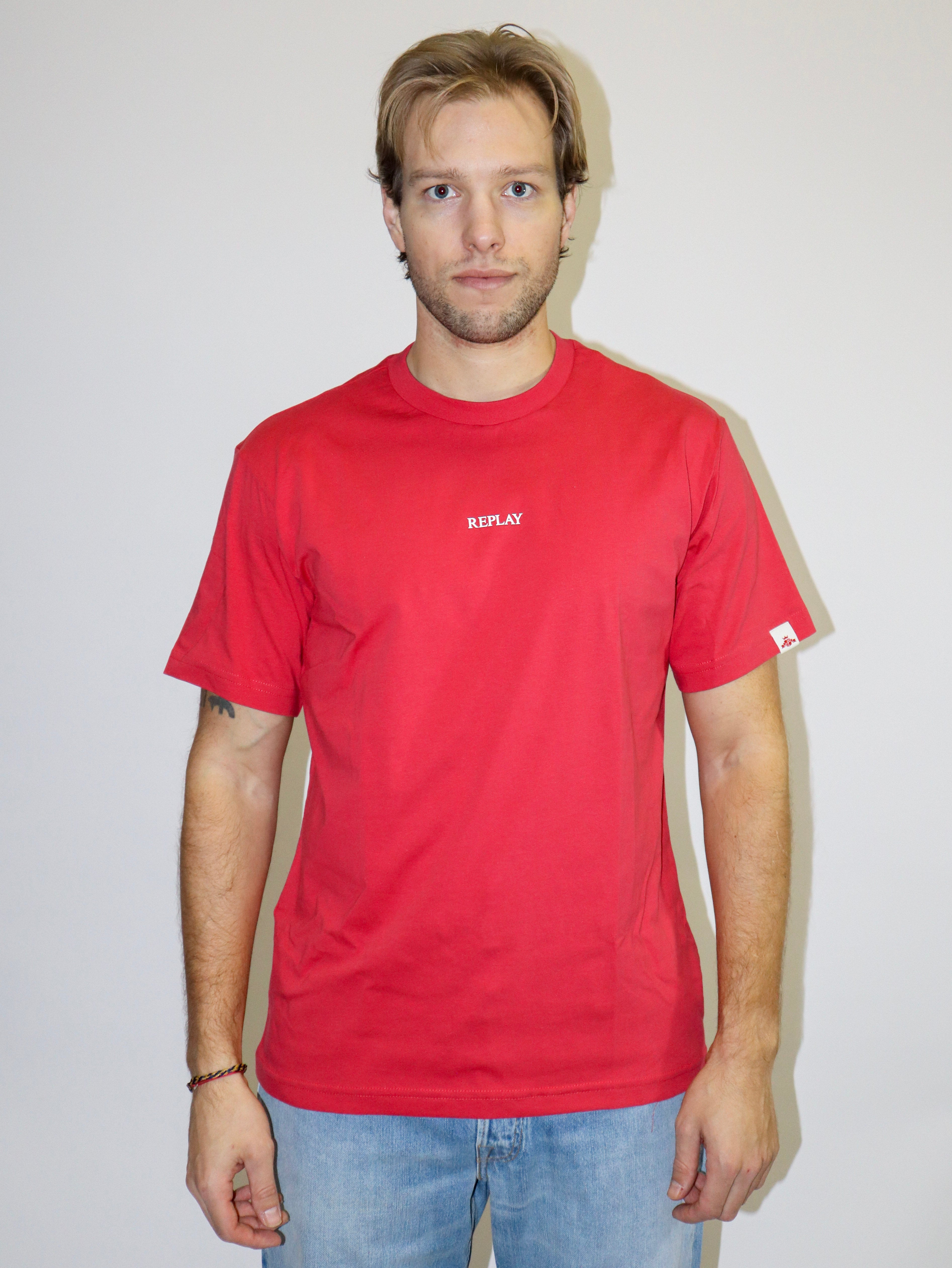 REPLAY PÁNSKÉ BAVLNĚNÉ TRIČKO S VÝSTŘIHEM 