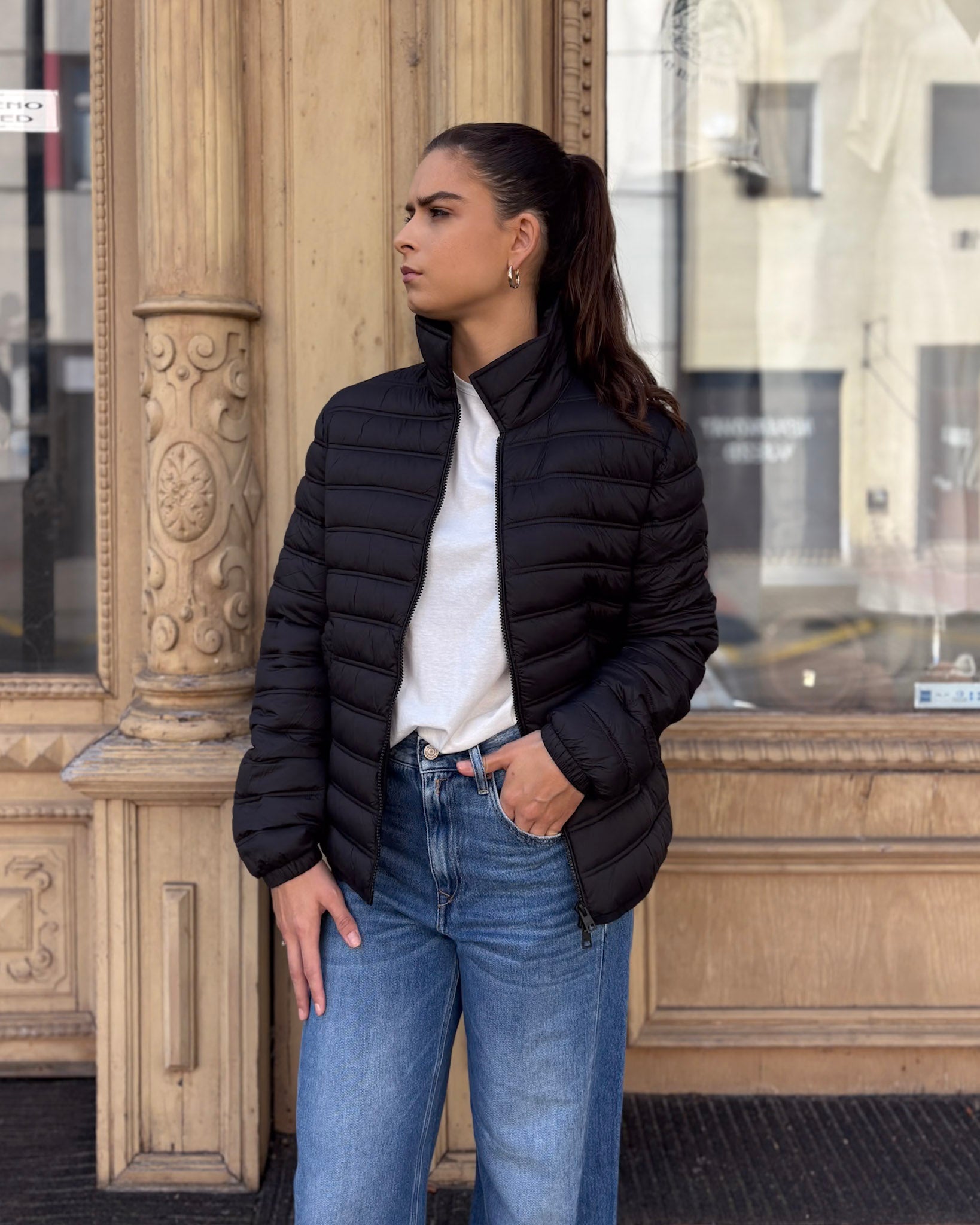 NŐI REPLAY RÖVID DZSEKI KERESZTVARRÁSSAL ÉS GALLÉRRAL 