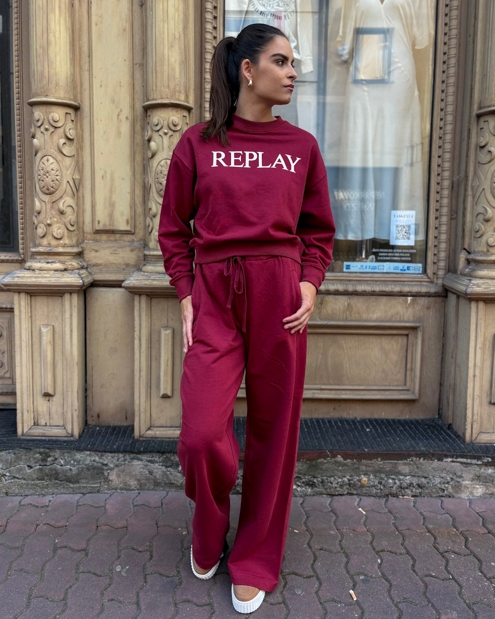 REPLAY WOMEN'S WIDE-LENGTH TROUSERS