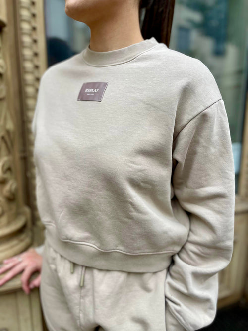 REPLAY WOMEN'S ORGANIC COTTON CROP SWEATSHIRT