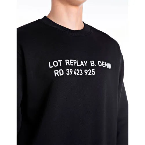 REPLAY PÁNSKÁ MIKINA BĚŽNÉHO STŘIHU S NÁPISEM