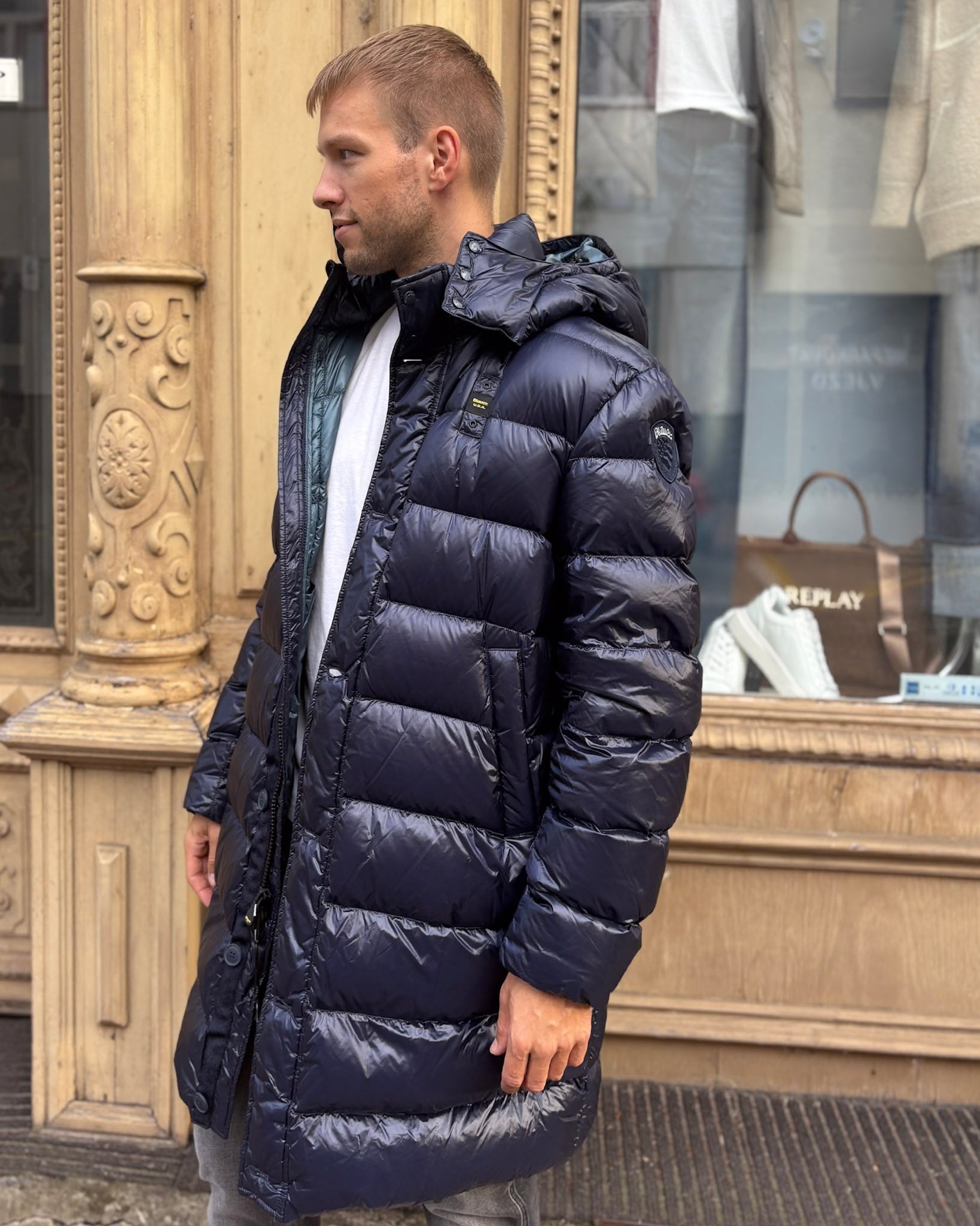 DLOUHÝ PÁNSKÝ BLAUER KABÁT 