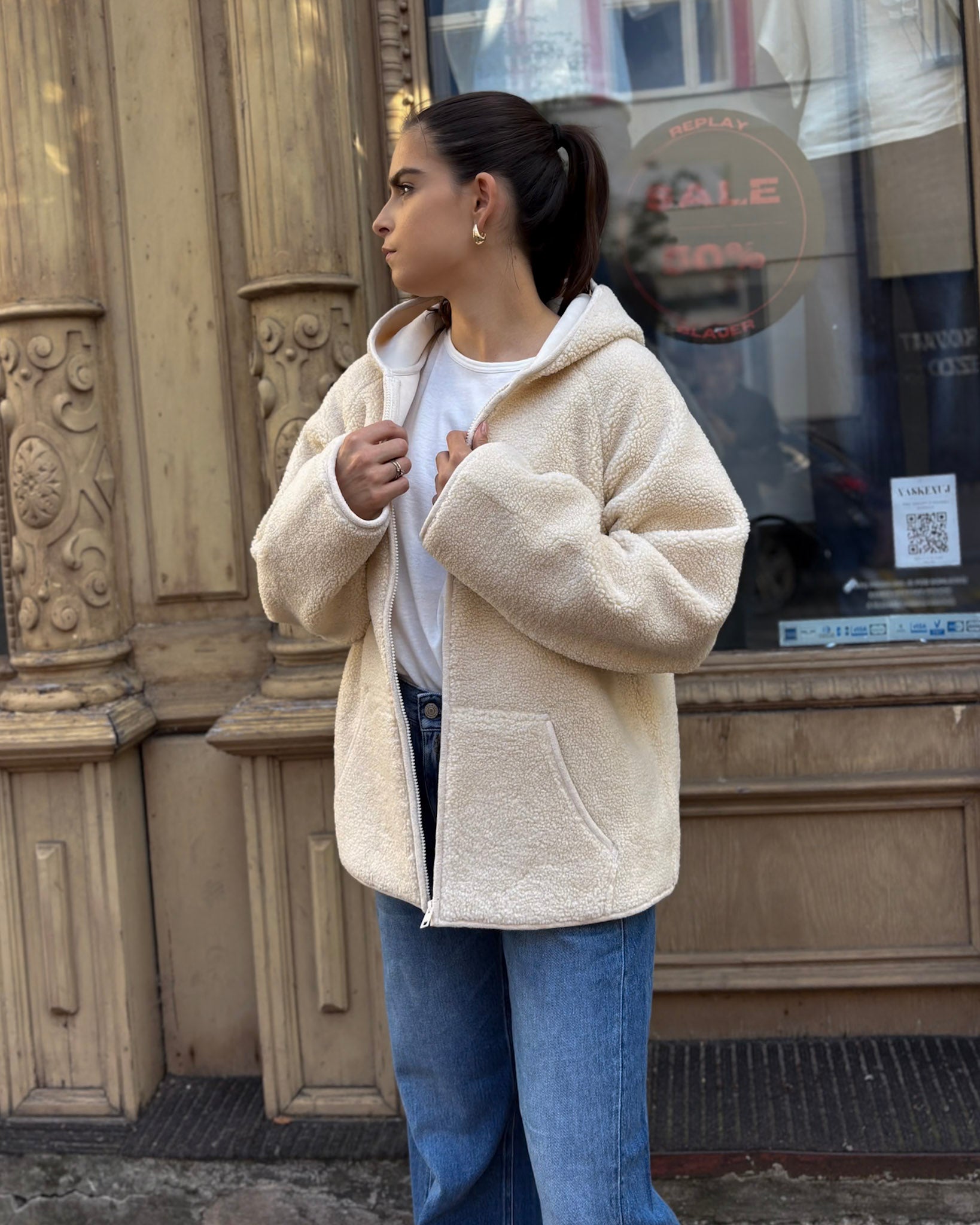 NŐI REPLAY KABÁT MŰBŐR KAPUCNIVAL