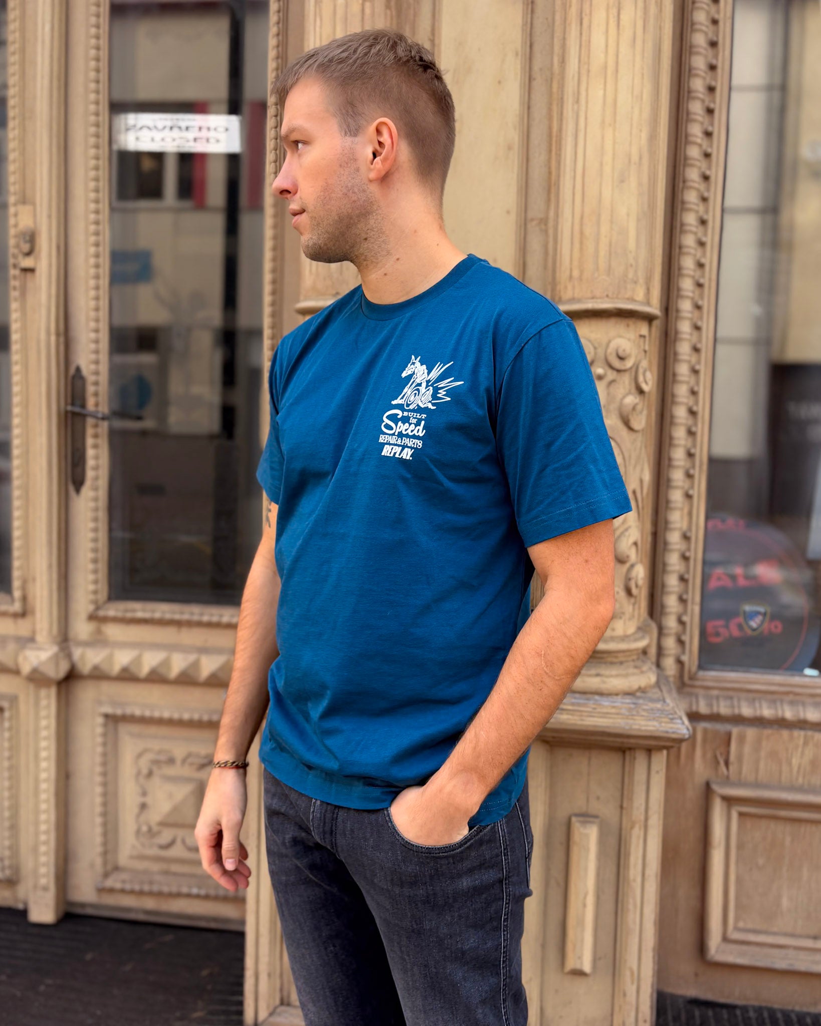 PÁNSKÉ TRIČKO REPLAY S GARAGE POTISKEM