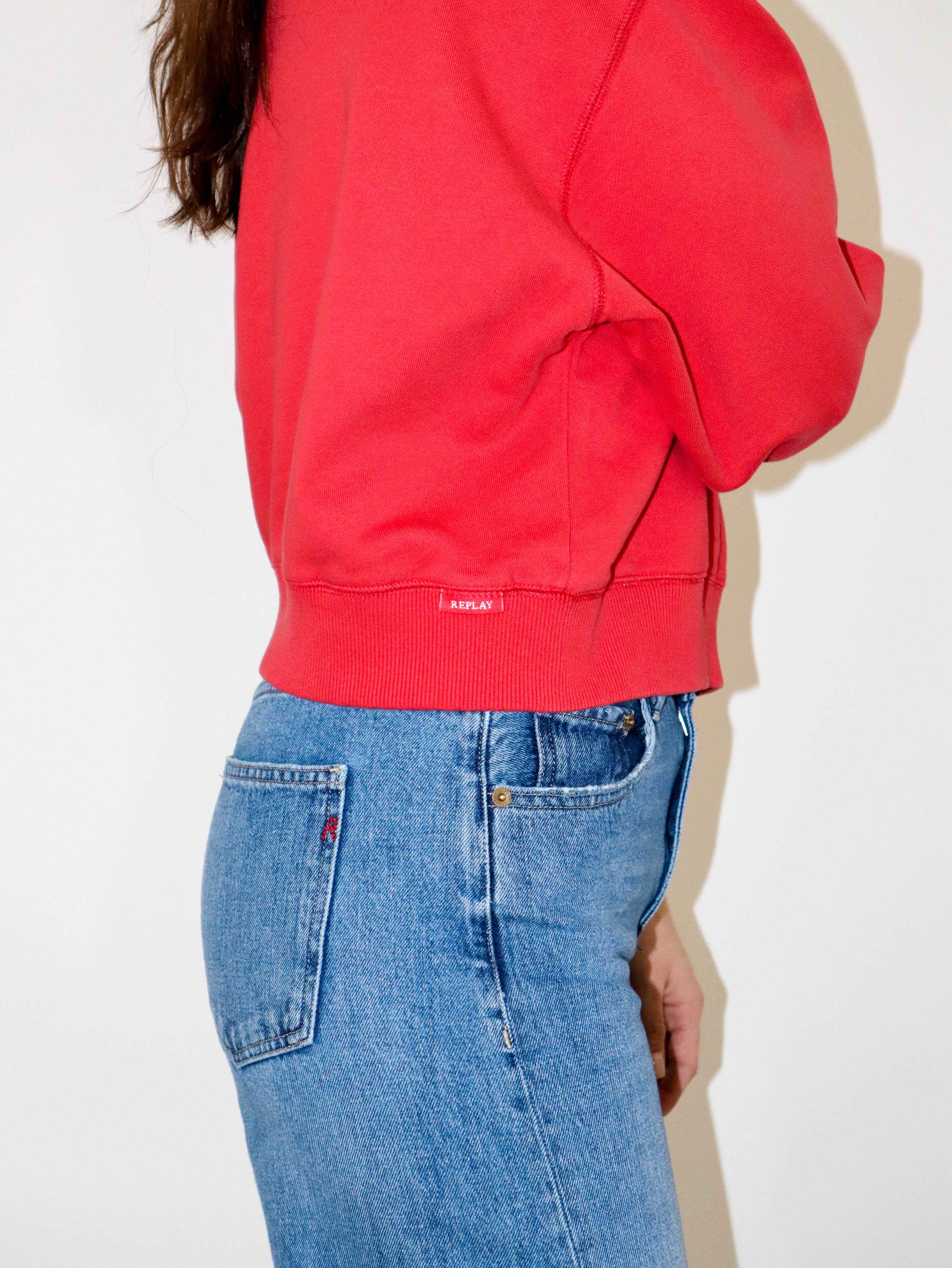 REPLAY DÁMSKÁ ZKRÁCENÁ MIKINA S VÝŠIVKOU R 