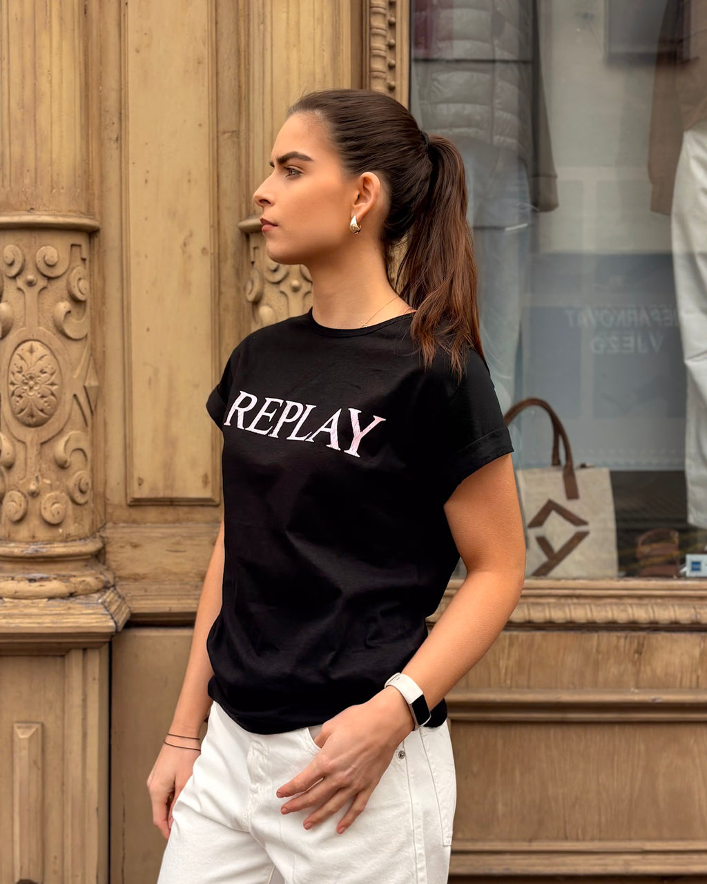 DÁMSKÉ TRIČKO REPLAY S POTISKEM NA HRUDI 