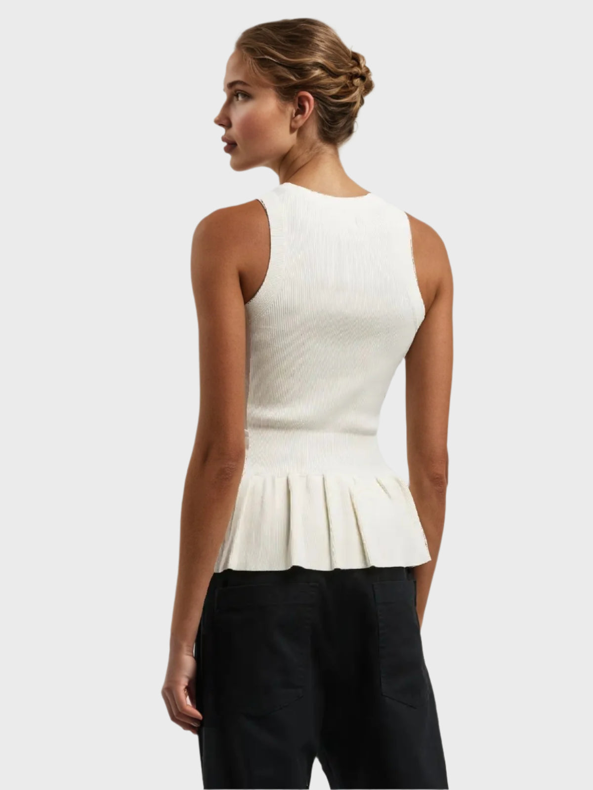 REPLAY DÁMSKÝ ÚPLETOVÝ TOP S VOLÁNOVÝMI DETAILY