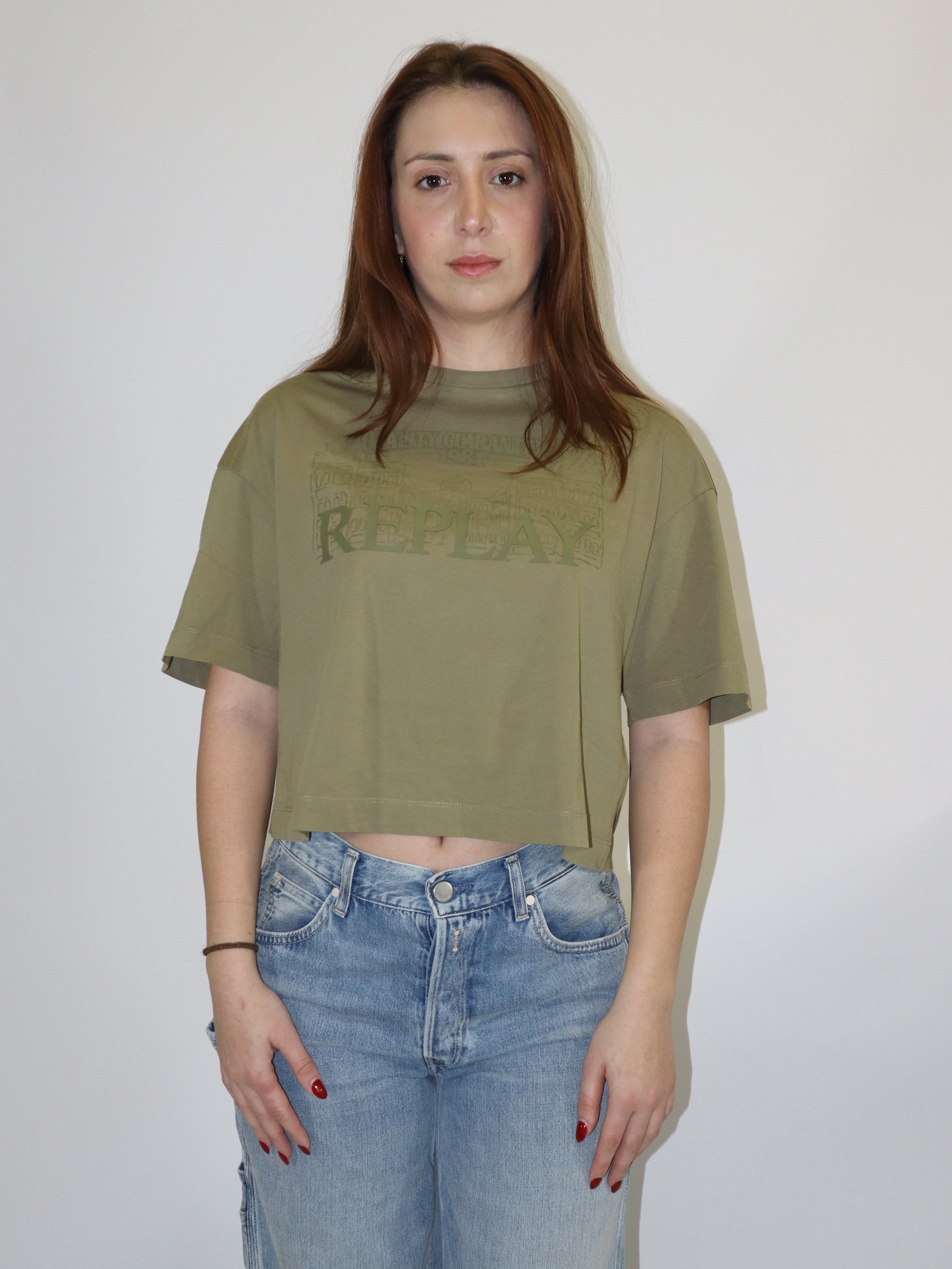 REPLAY DÁMSKÉ ZKRÁCENÉ TRIČKO S VÝRAZNÝM LOGEM